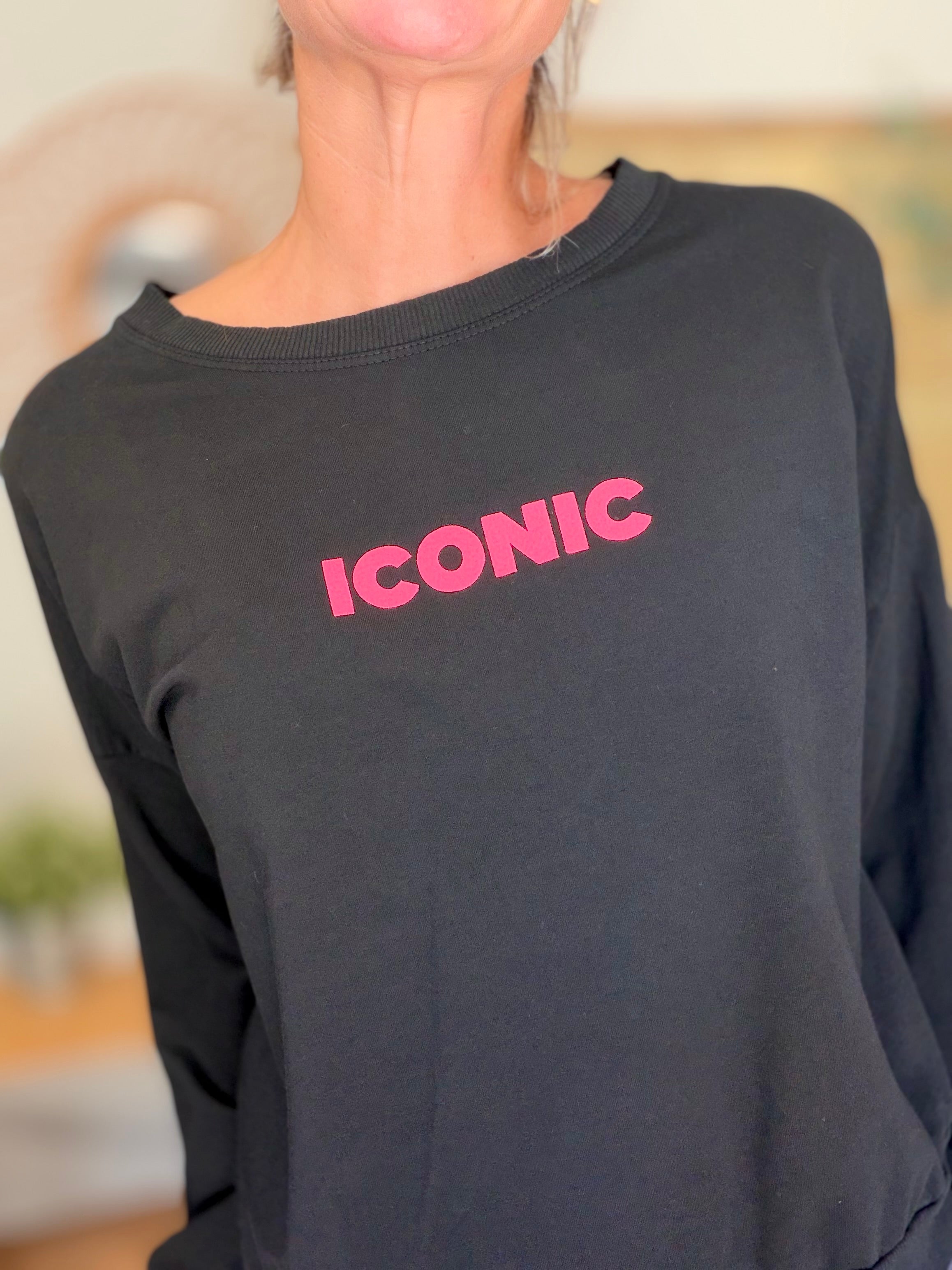 Sweat ICONIC léger 100% coton FAUSTINE Noir (taille 36 à 46)