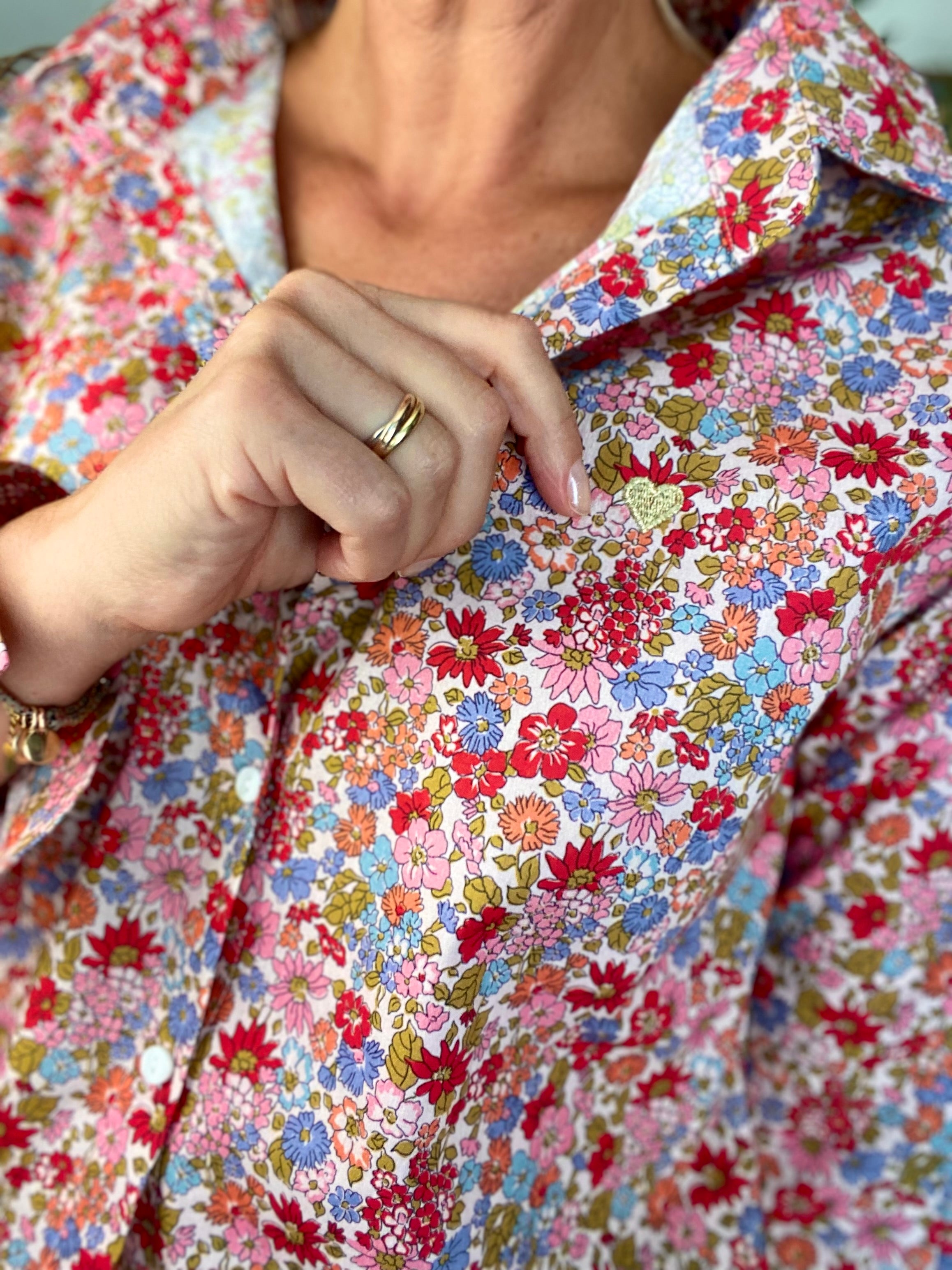 Chemise en coton imprimé Liberty 🌸 et coeur doré 💛 LISE