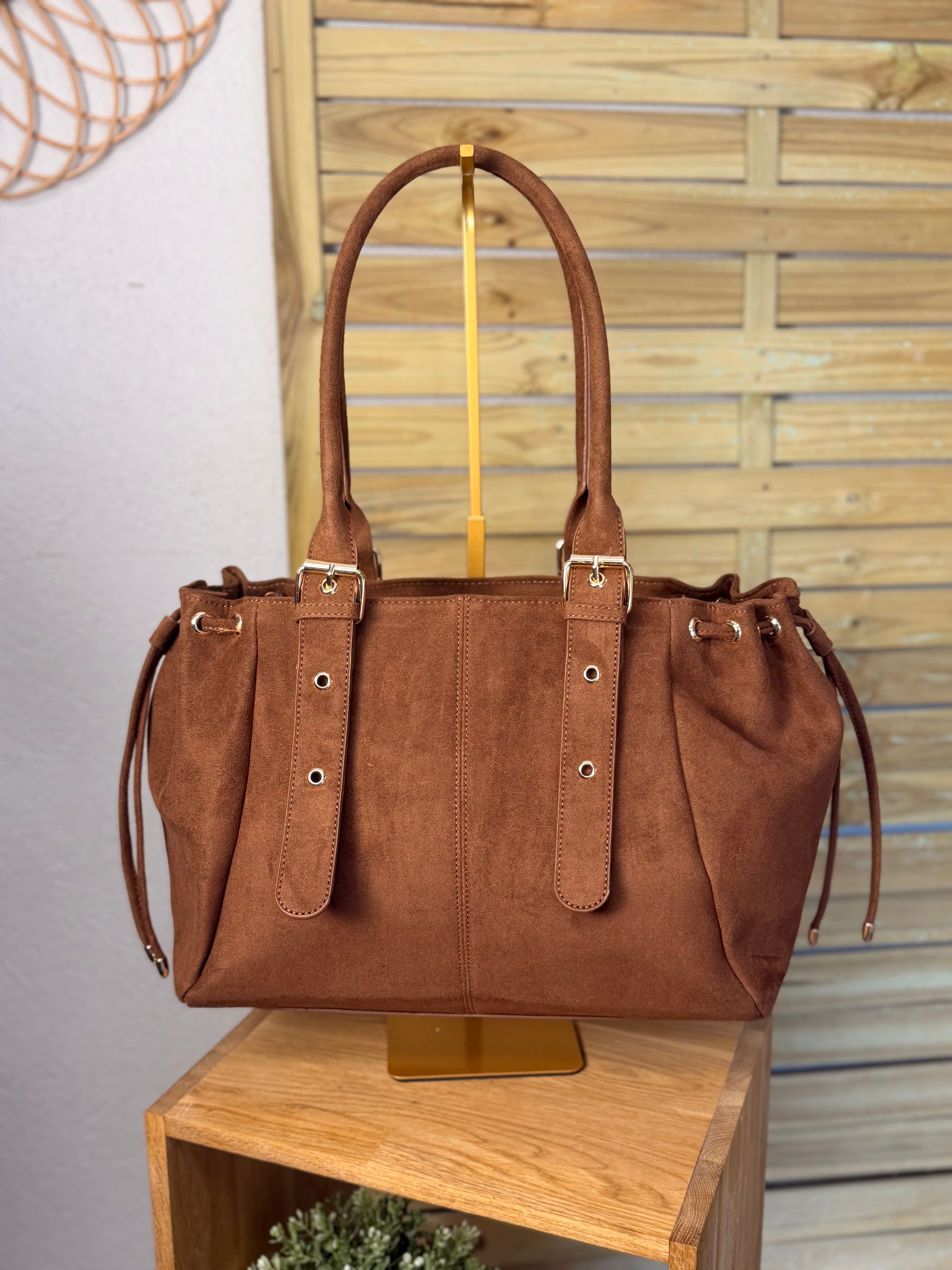 Sac cabas XL simili daim CLÉO Camel