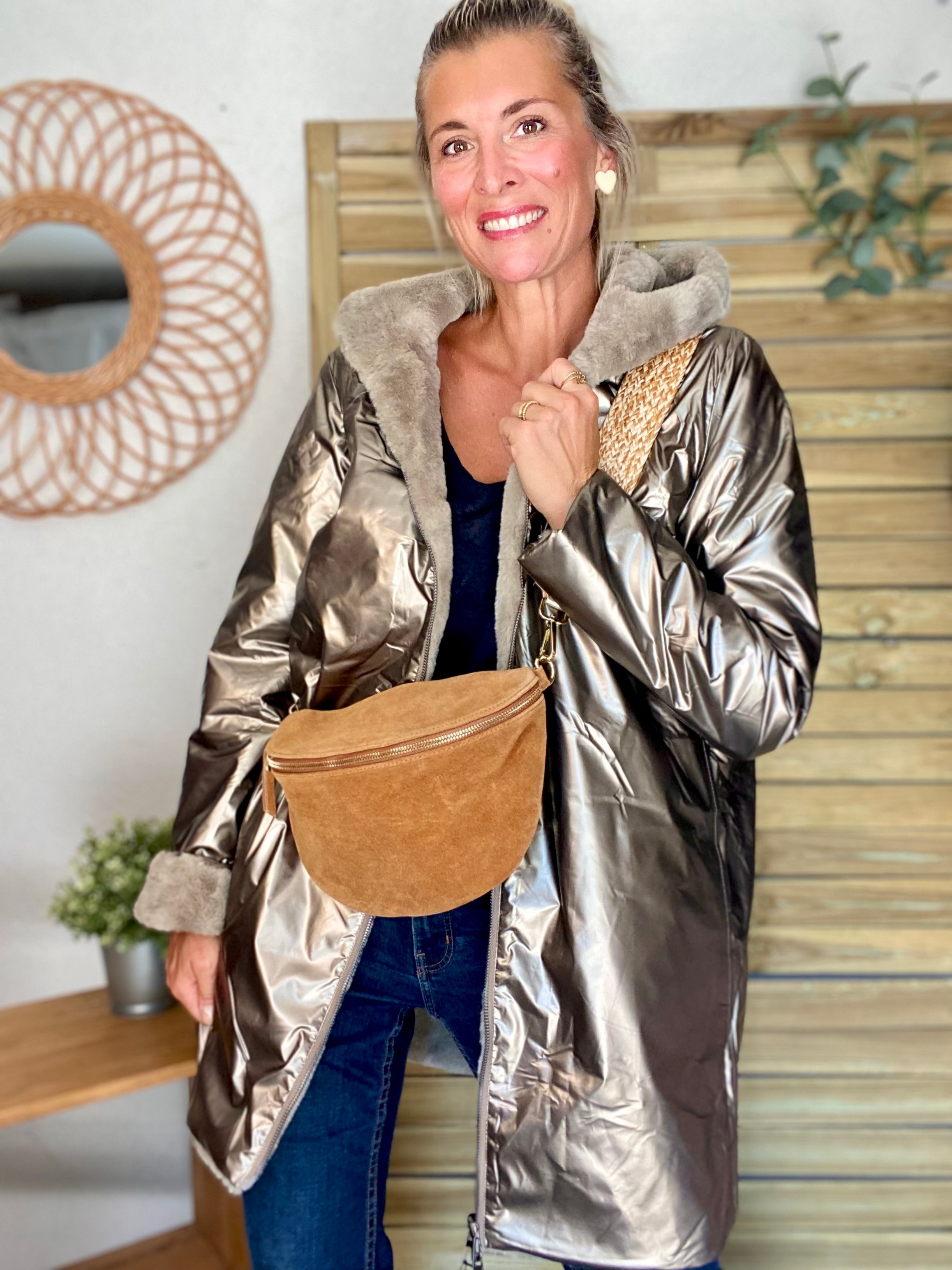 Parka Imperméable réversible fourrée Bronze / Beige ALIX - LAURA JO