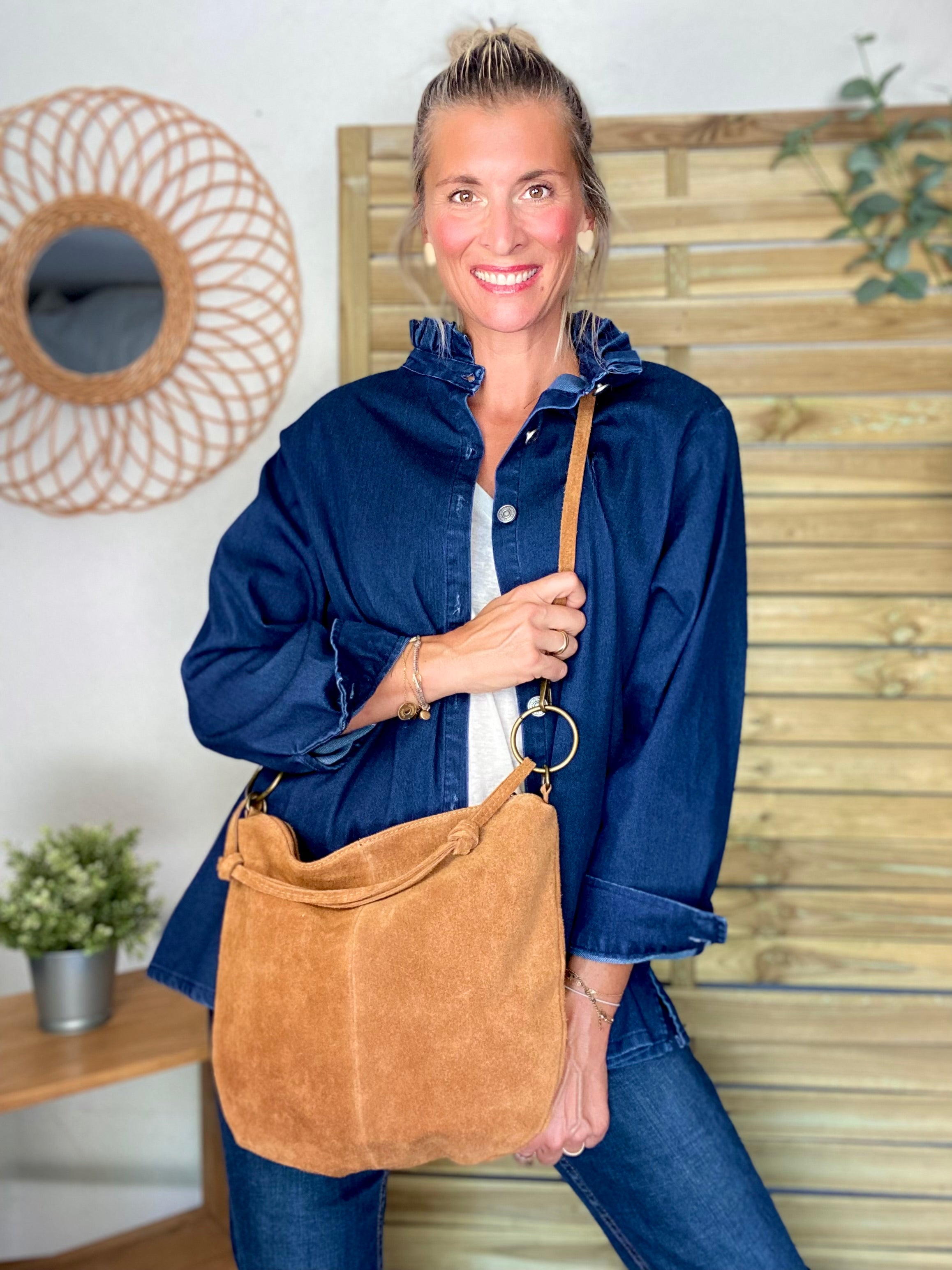 Sac en cuir daim SCOTT - Camel