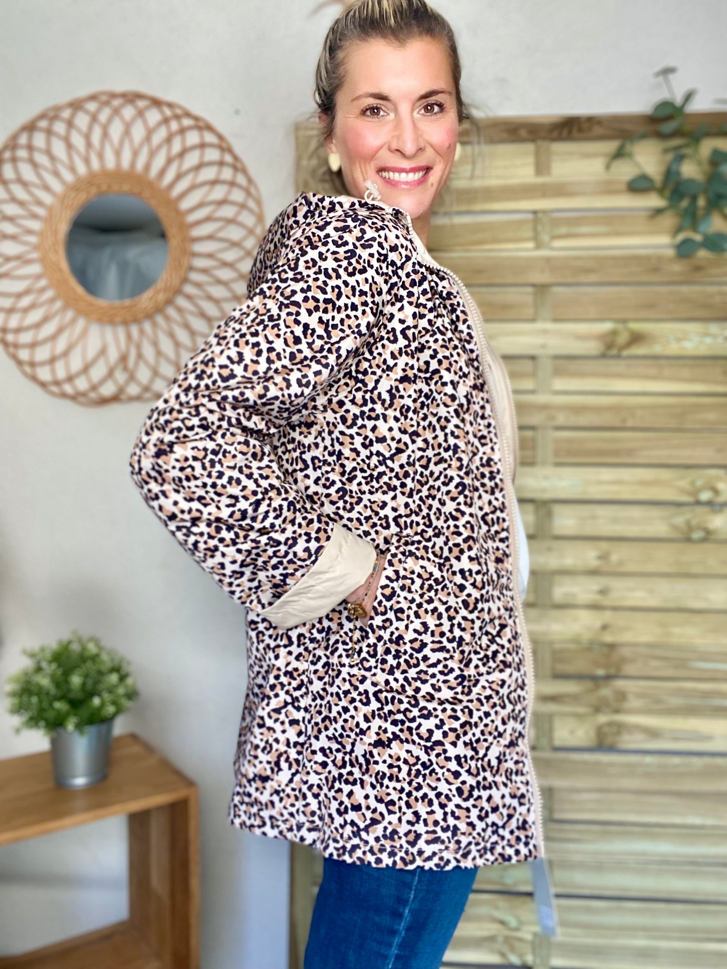 Imperméable réversible mi-long ALICE - Léo 🐆 / Beige