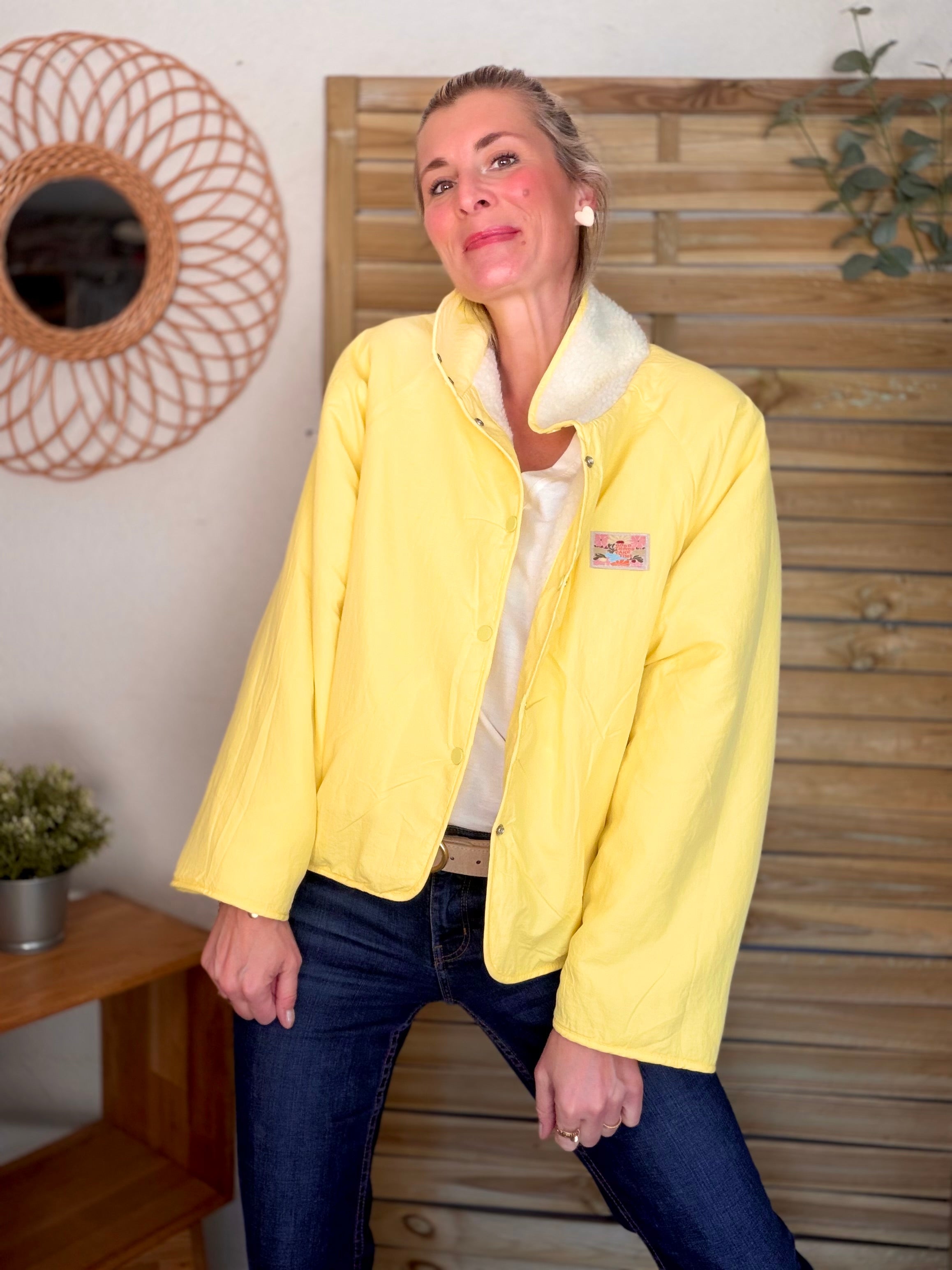 Veste matelassée réversible Sherpa AMÉLIE Jaune