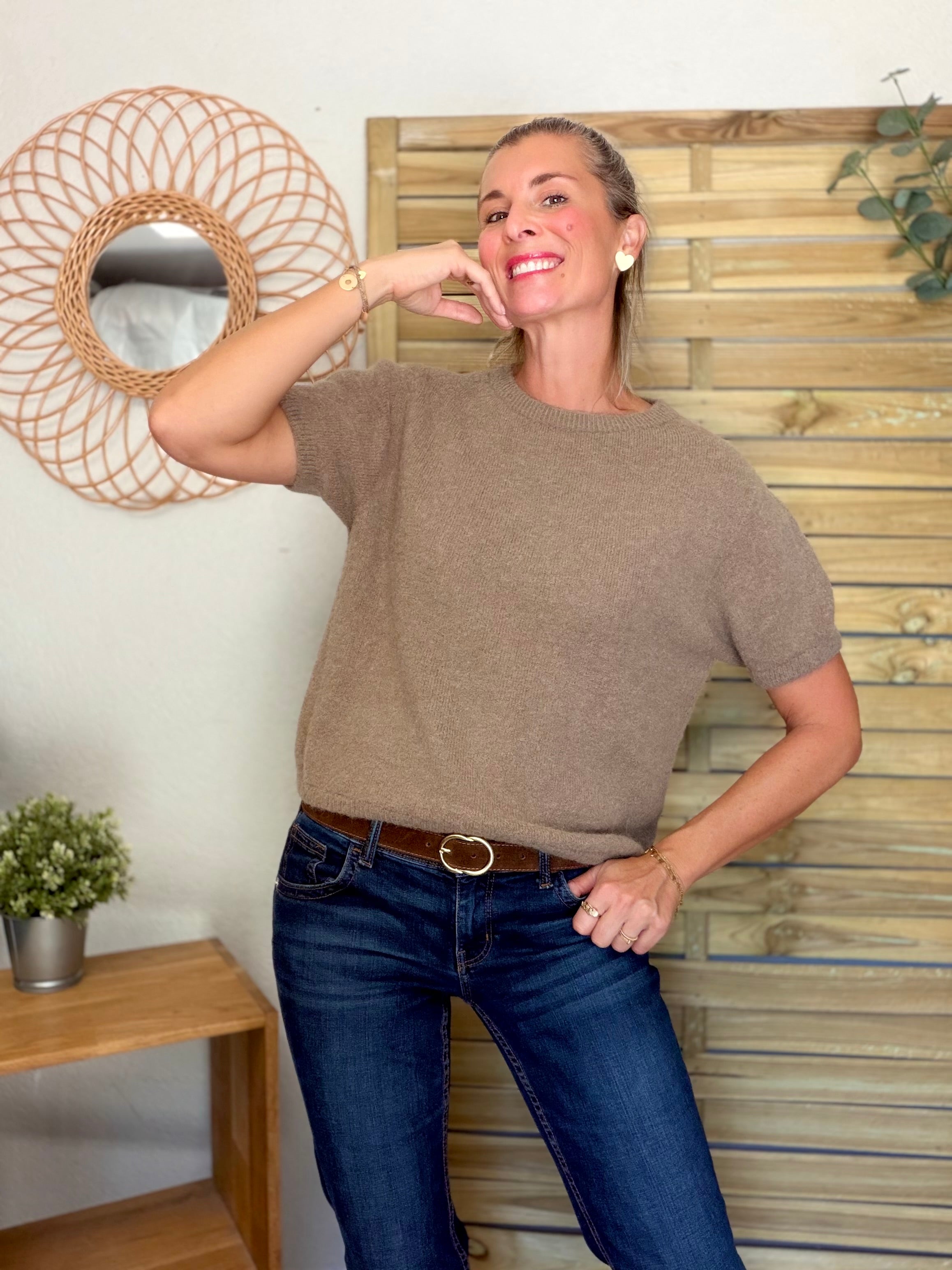 Pull laine et alpaga PEGGY - Taupe