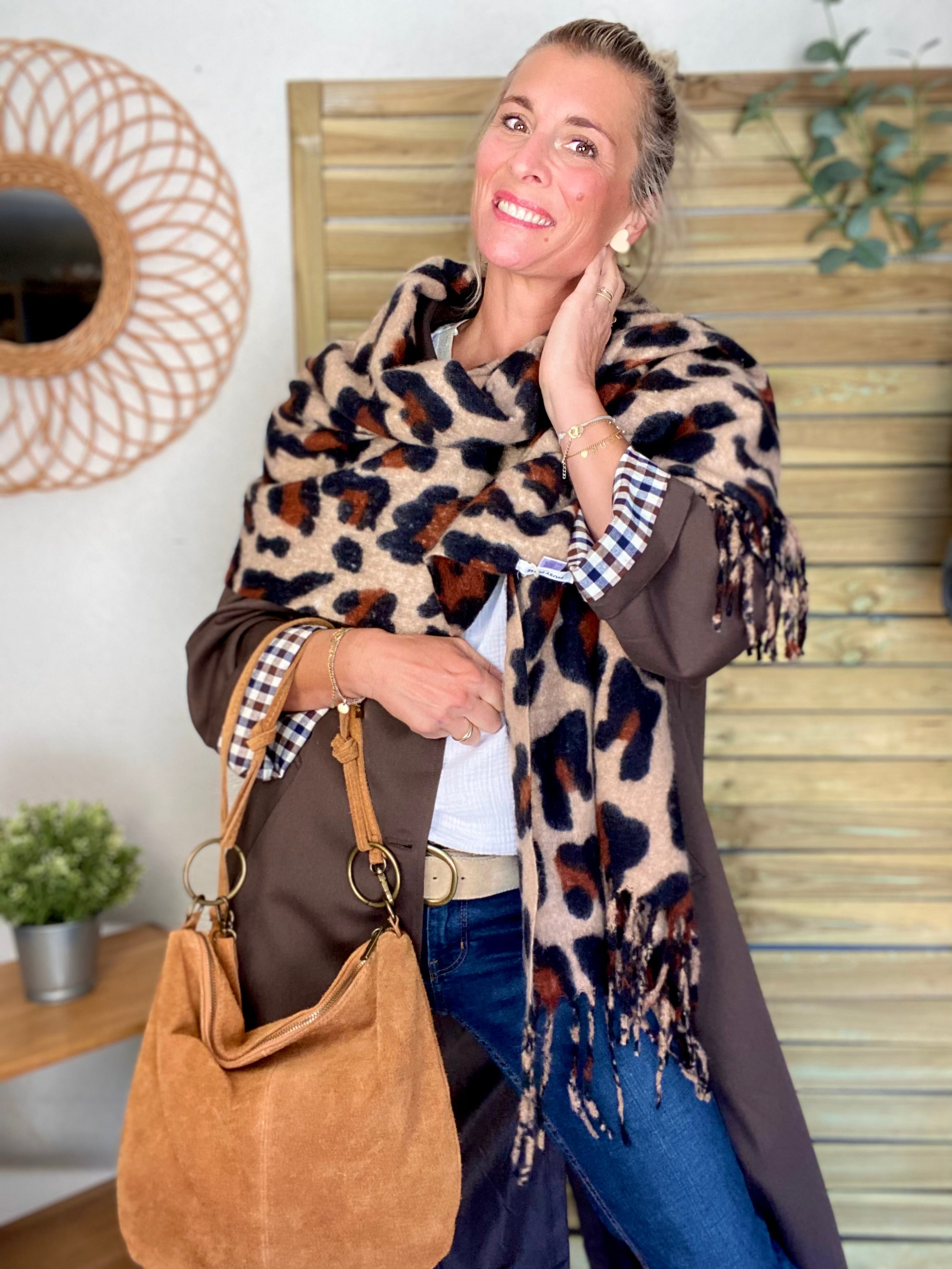 Écharpe douce MARTINE - Léo Taupe 🐆