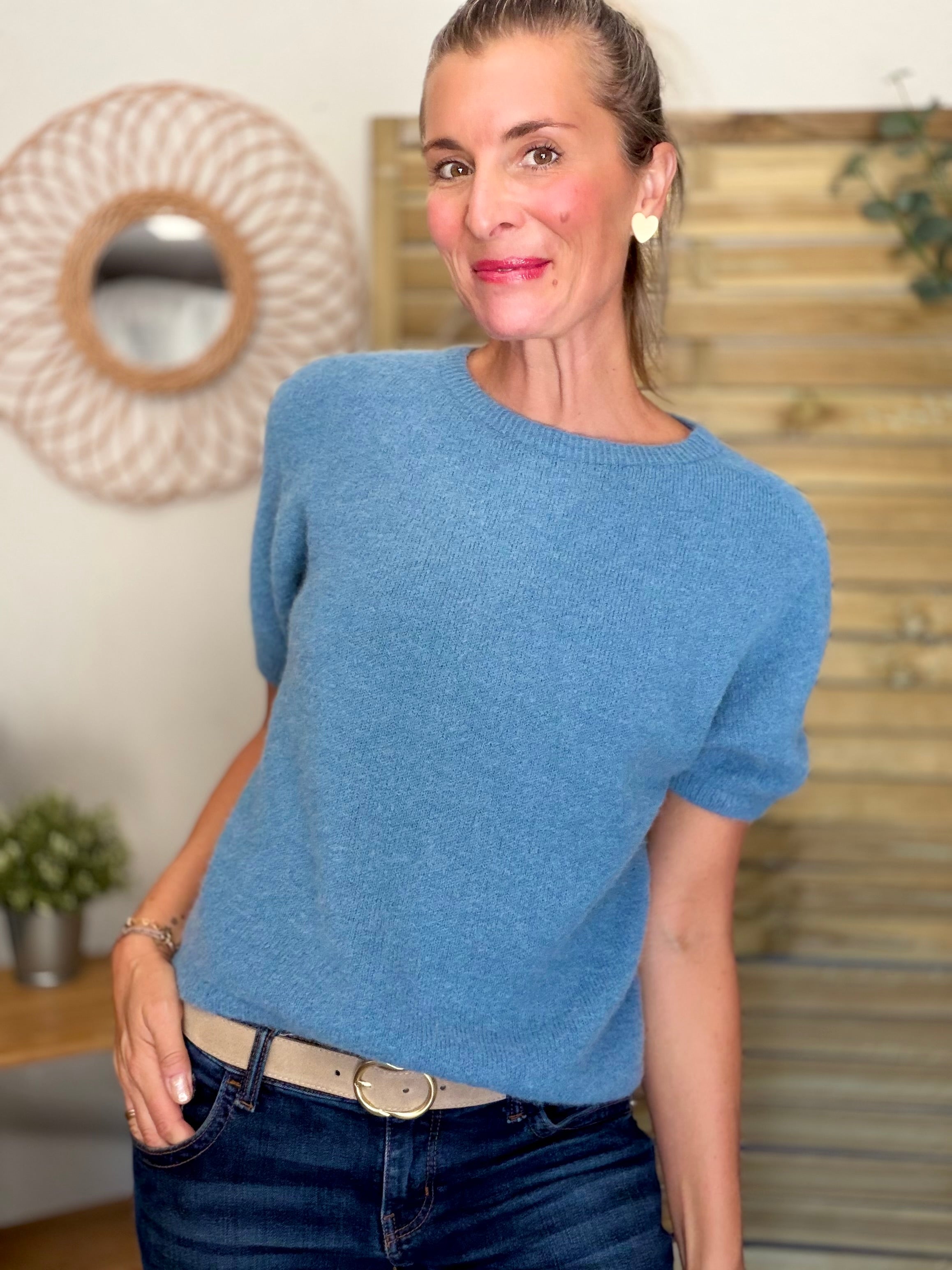 Pull laine et alpaga PEGGY - Bleu Jean
