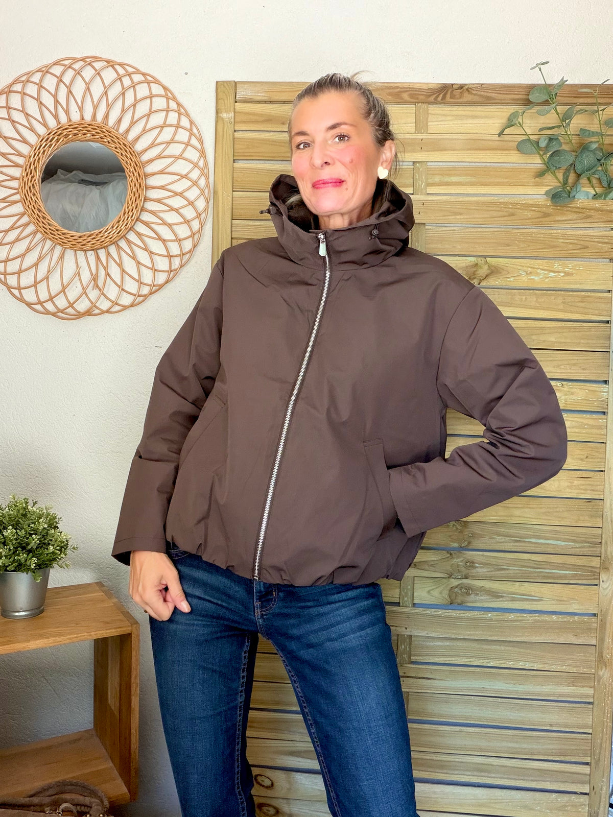 LAURA JO - Imperméable ÉLÉA court - Chocolat