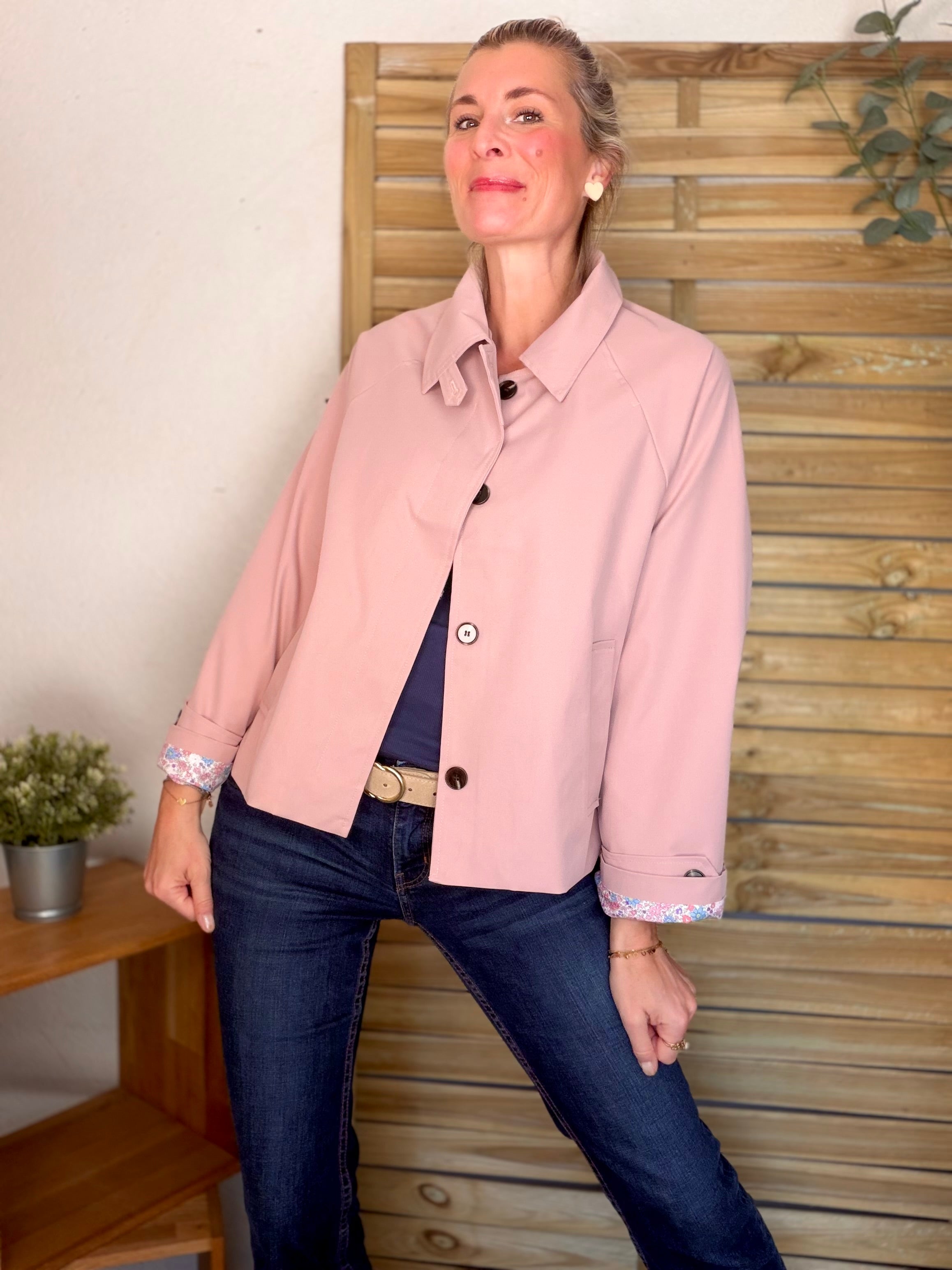 Veste Trench avec Liberty - MADELEINE Vieux rose