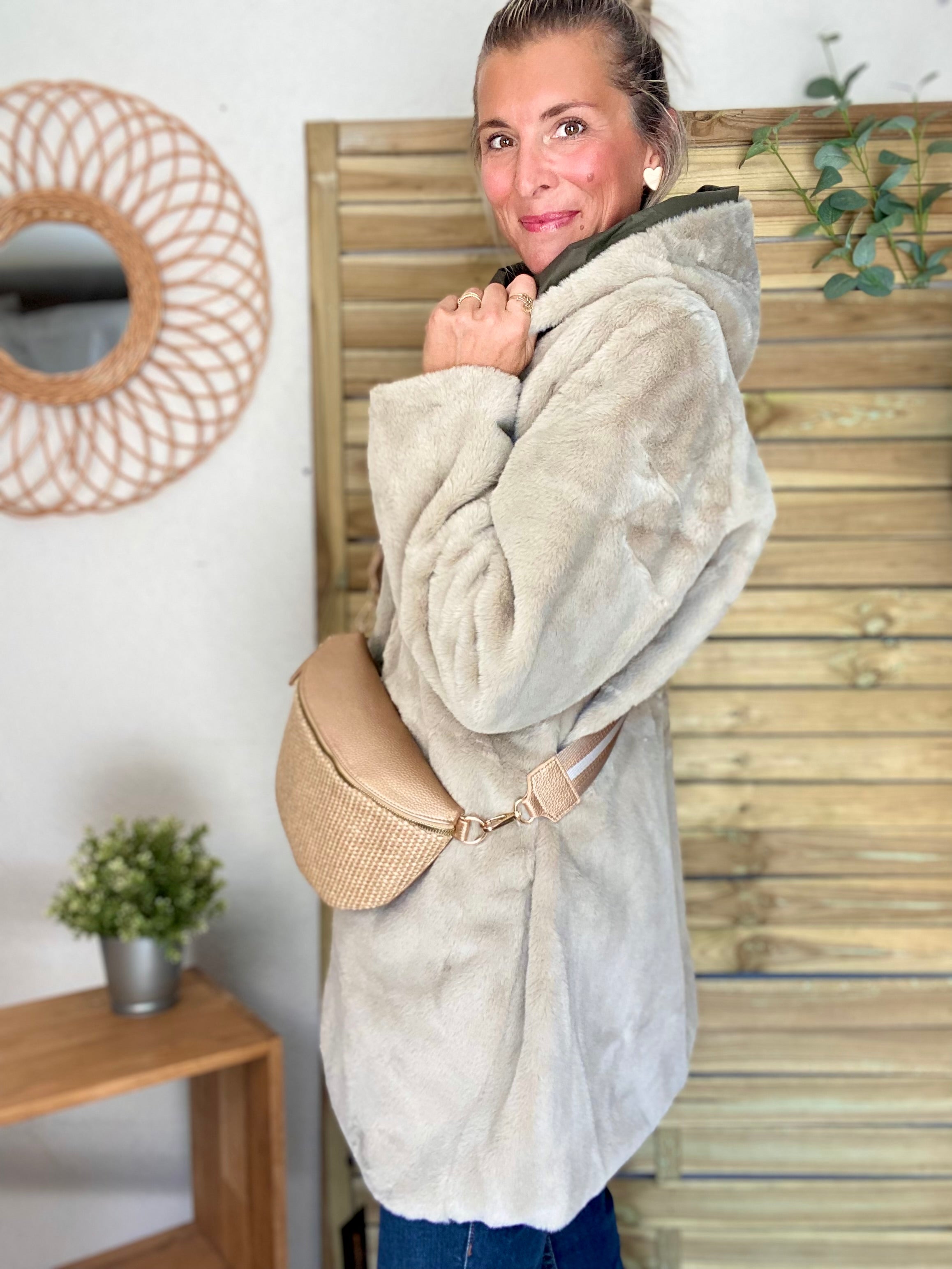 Parka Imperméable réversible fourrée Kaki / Beige ALIX - LAURA JO