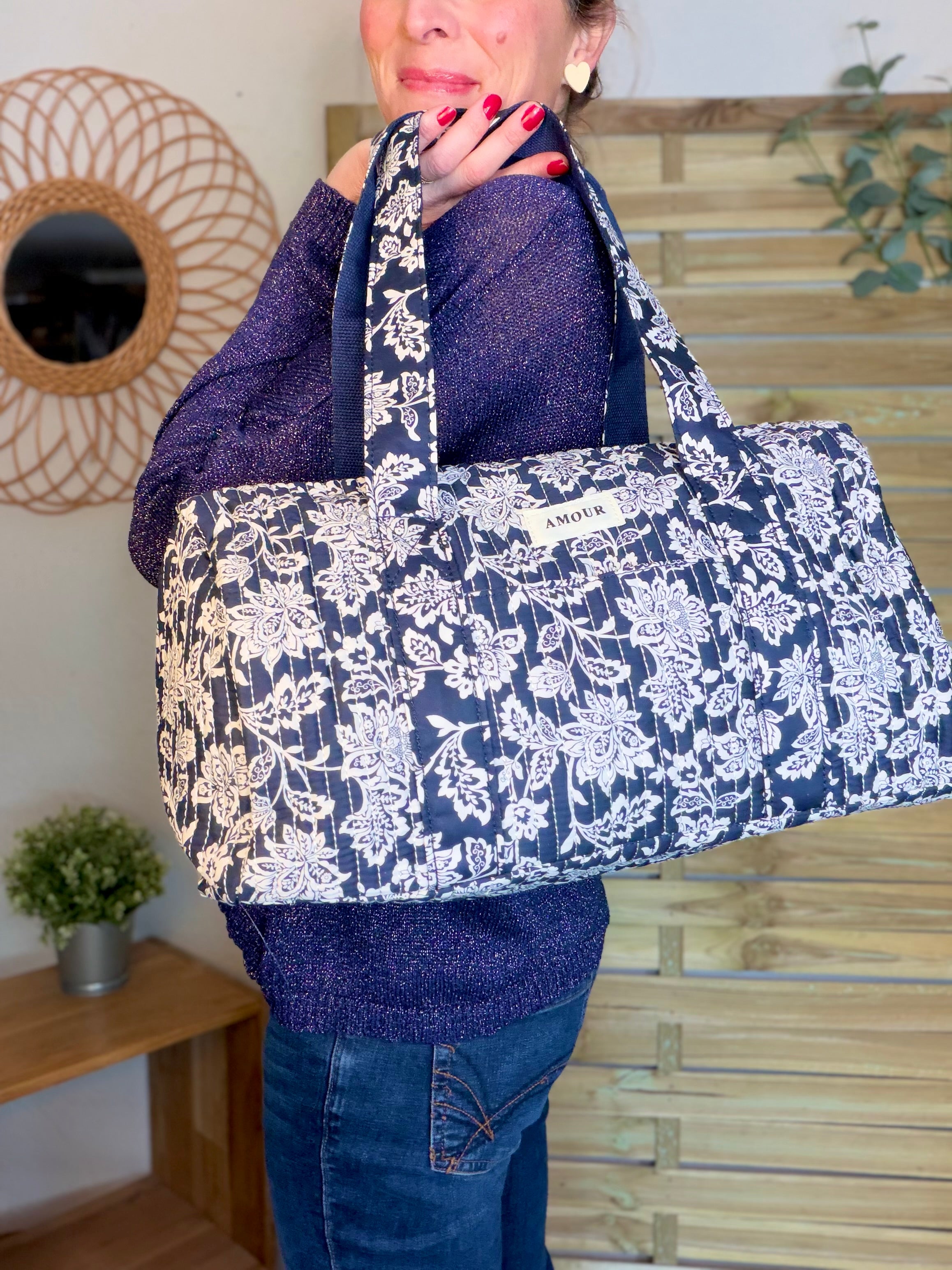 Sac polochon imprimé TARA - Fleuri Marine