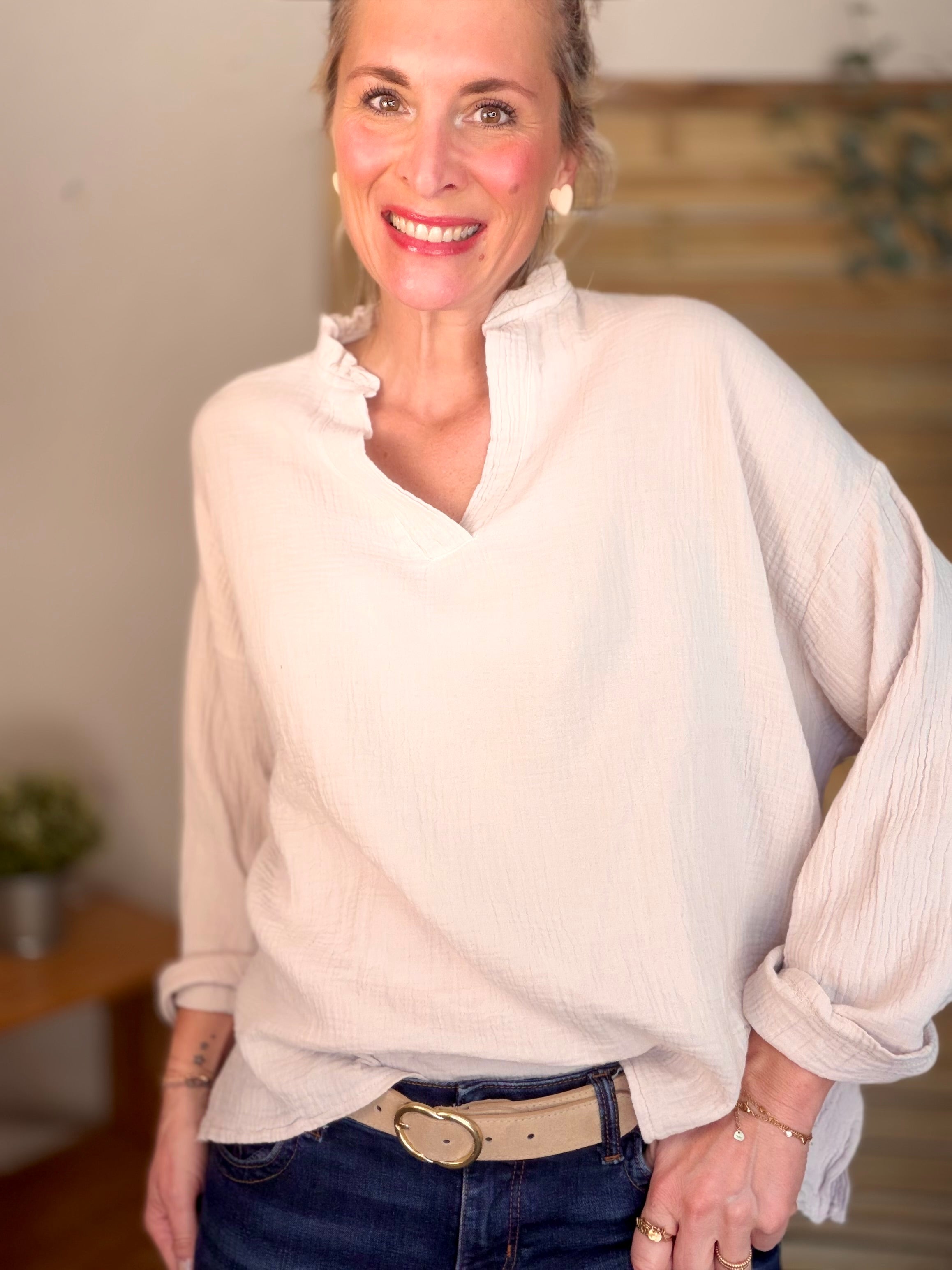 Blouse en gaze de coton SIERRA Beige