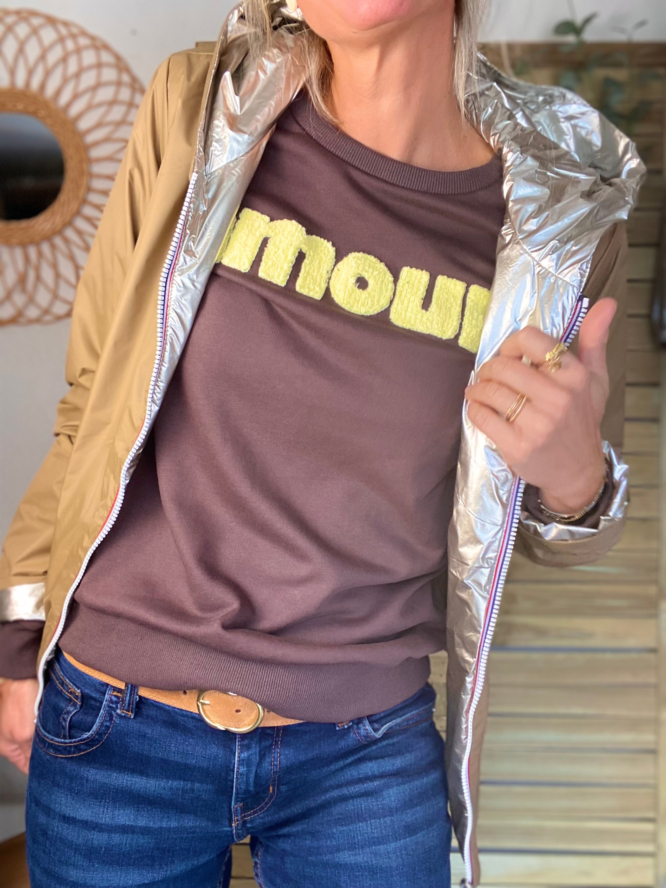 Sweat amour DORIA - Choco / Jaune