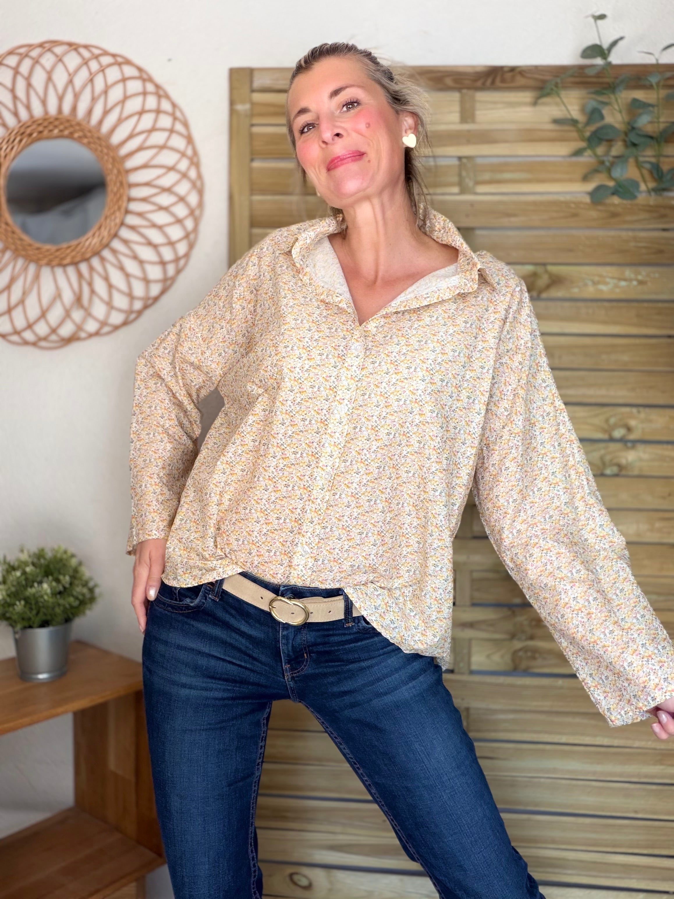 Chemise imprimée Liberty AZÉLIE Jaune