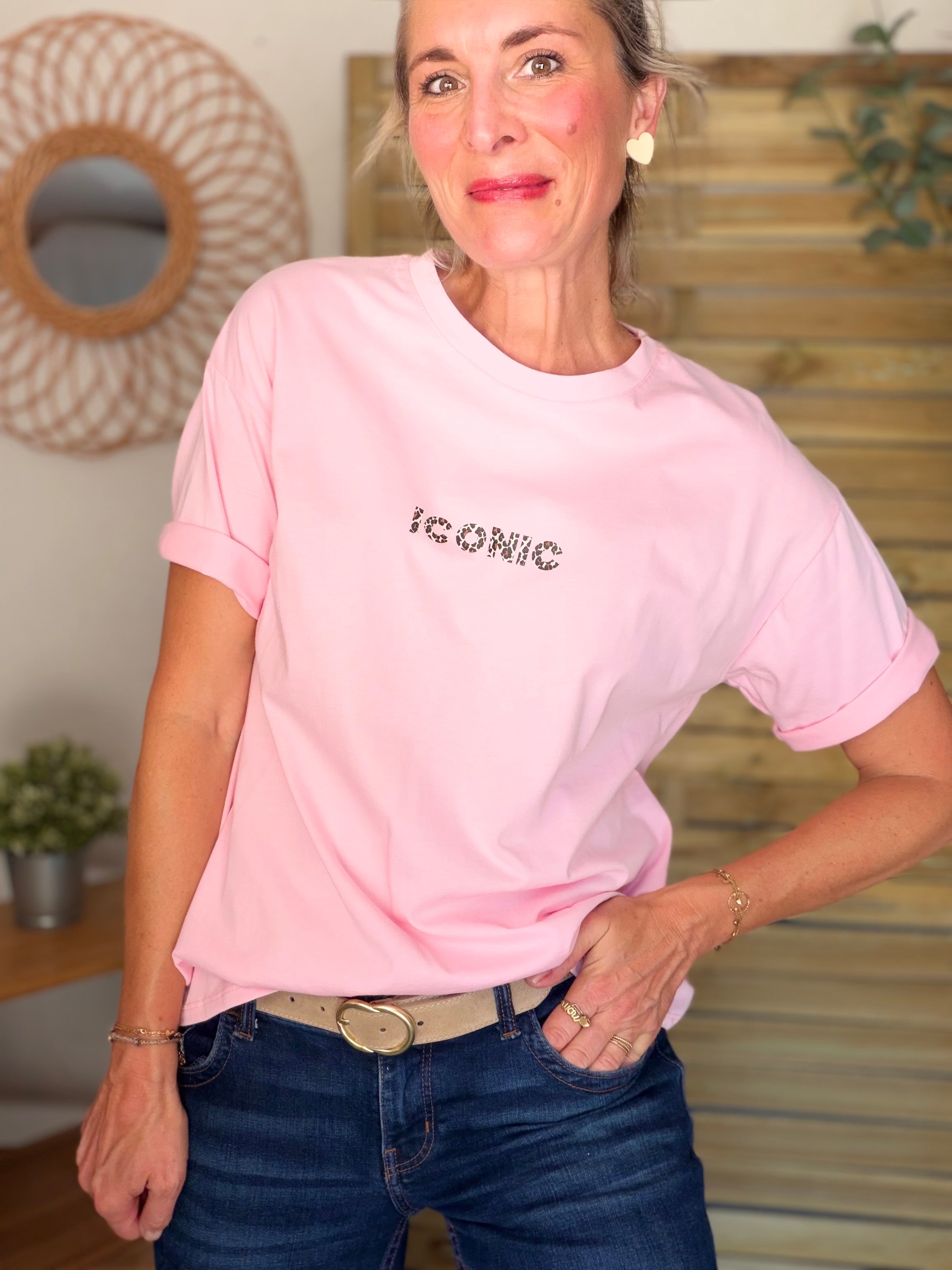 Tee shirt ICONIC Léo LÉONA Rose