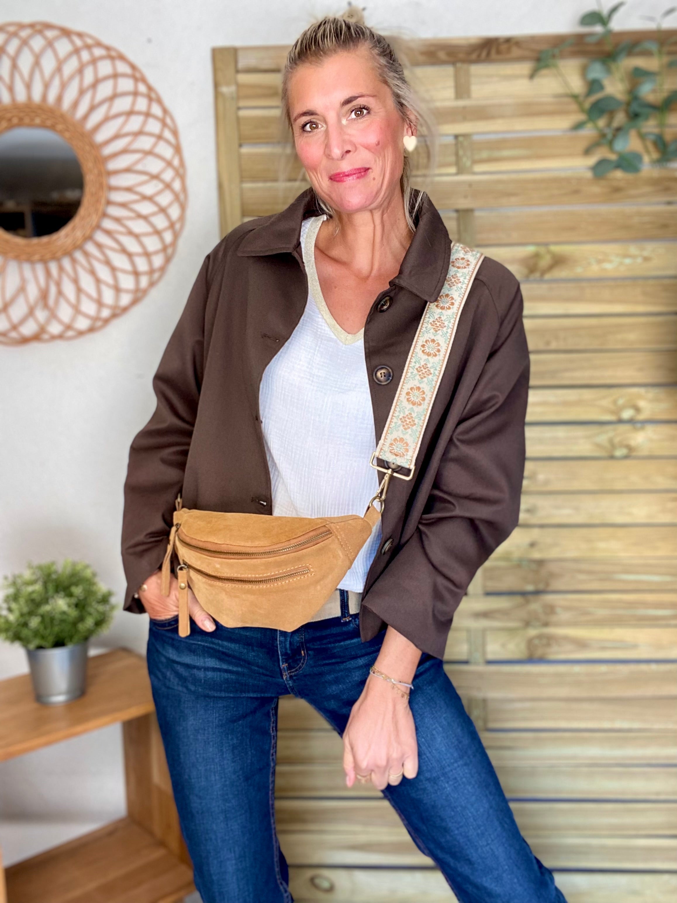 Veste Trench en coton avec vichy - YSEULT court Chocolat