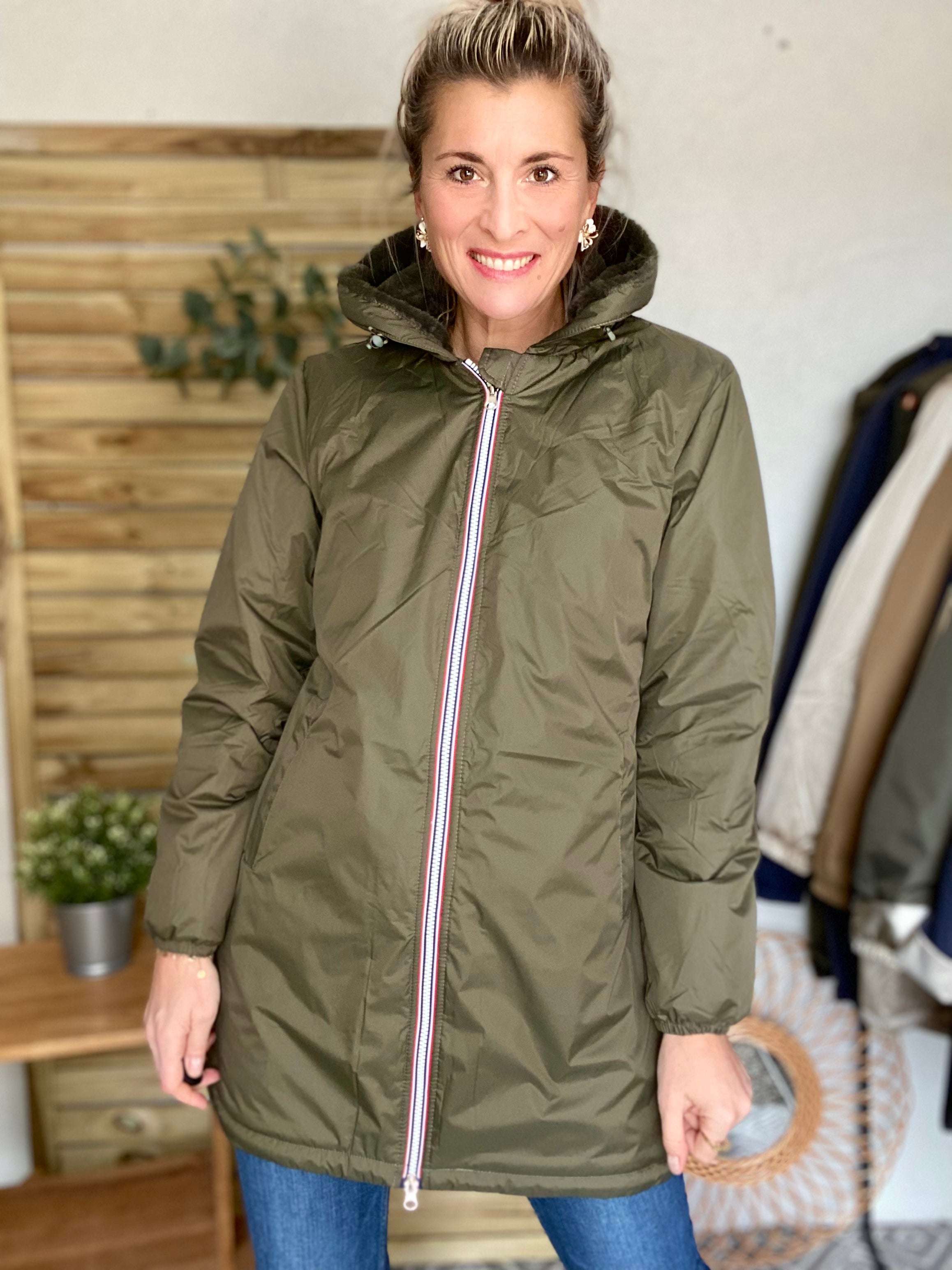 Parka Imperméable LOUISE LONG fourré - Kaki - Laura Jo