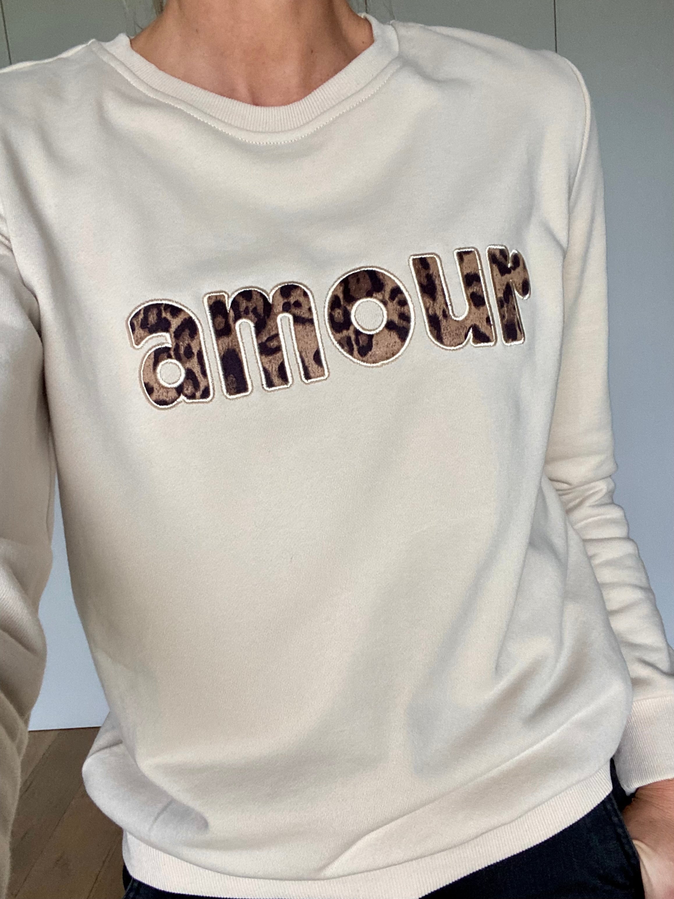 Sweat amour en coton GABRIELLE - Beige Léo