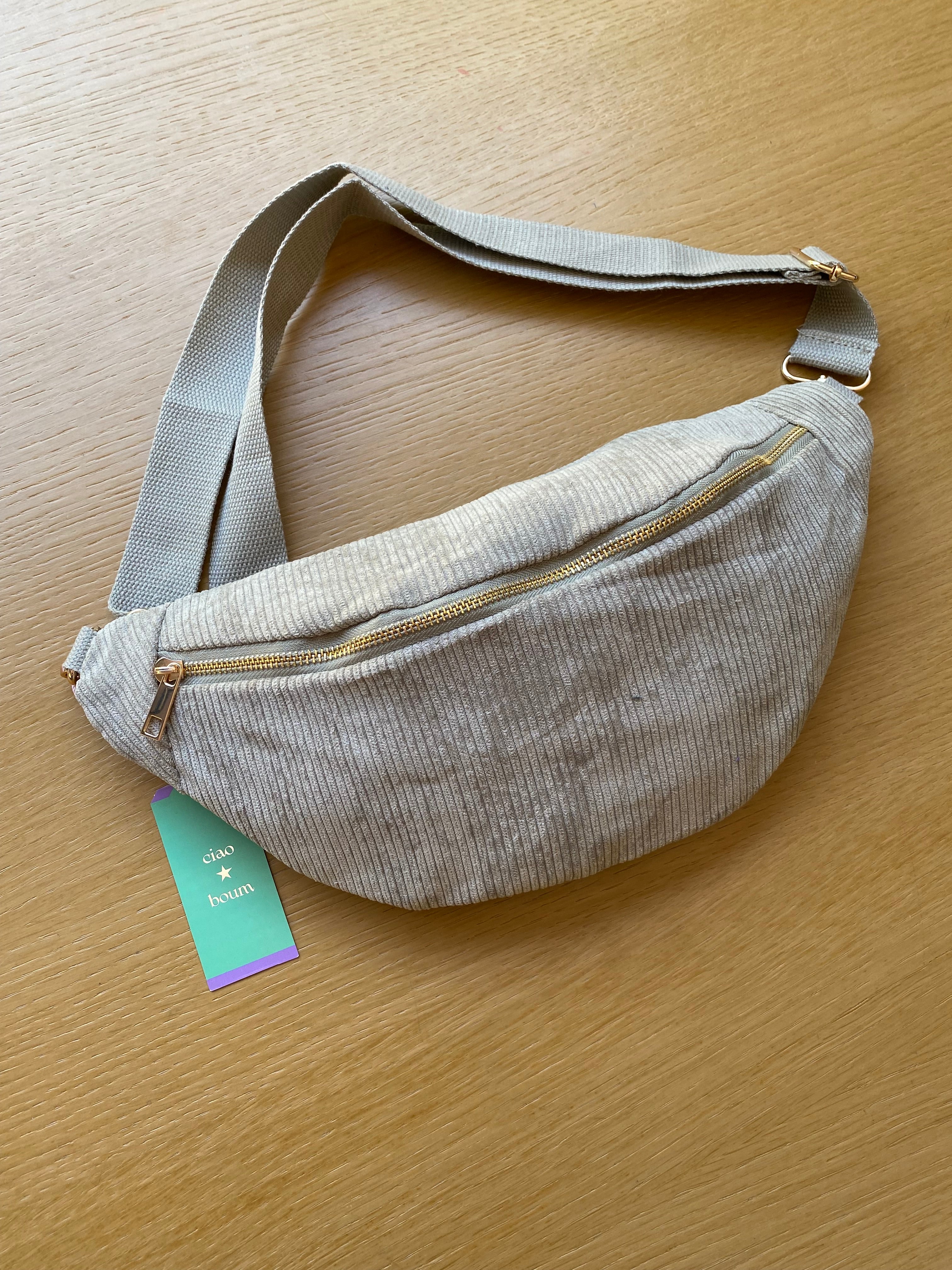 Sac banane XL velours côtelé Ciao Boum - IVY -  Gris (20 coloris)