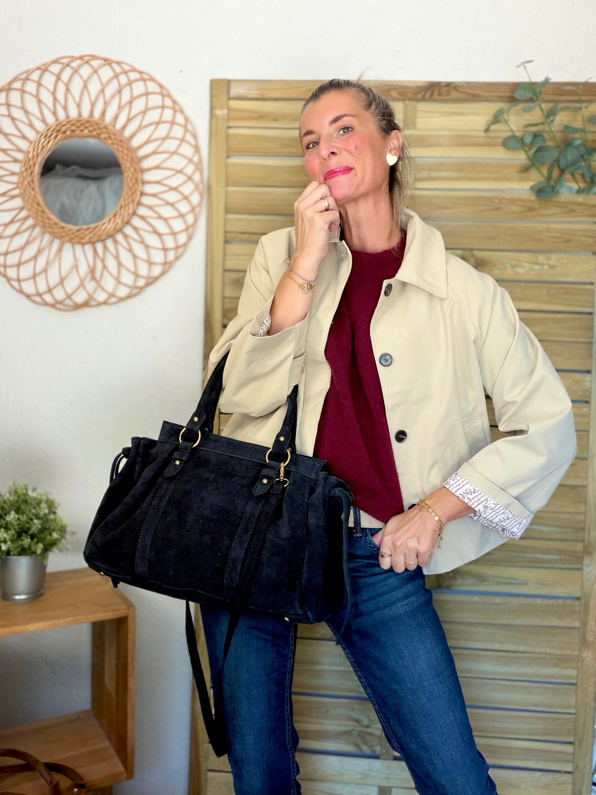Veste Trench avec Liberty - MADELEINE Beige