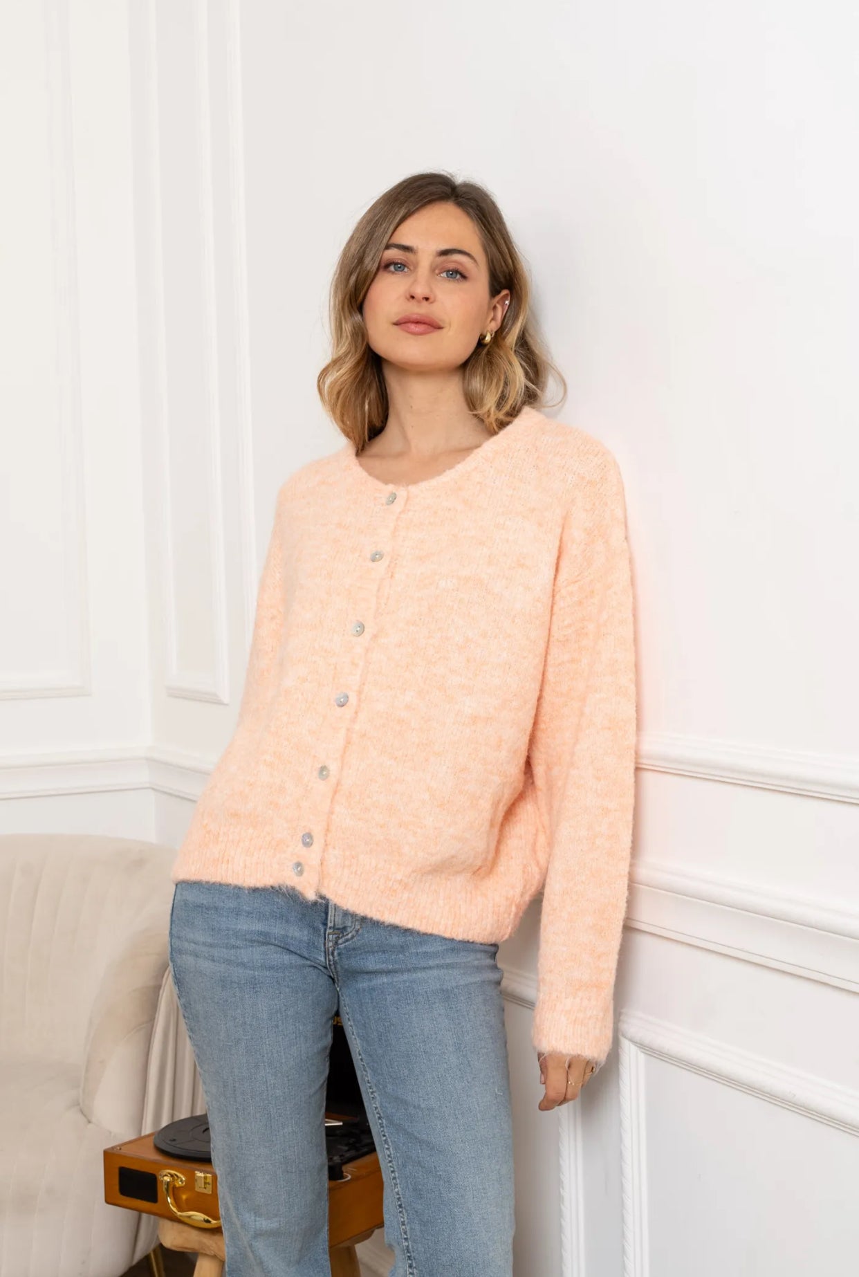 Gilet en maille MERYL - Abricot