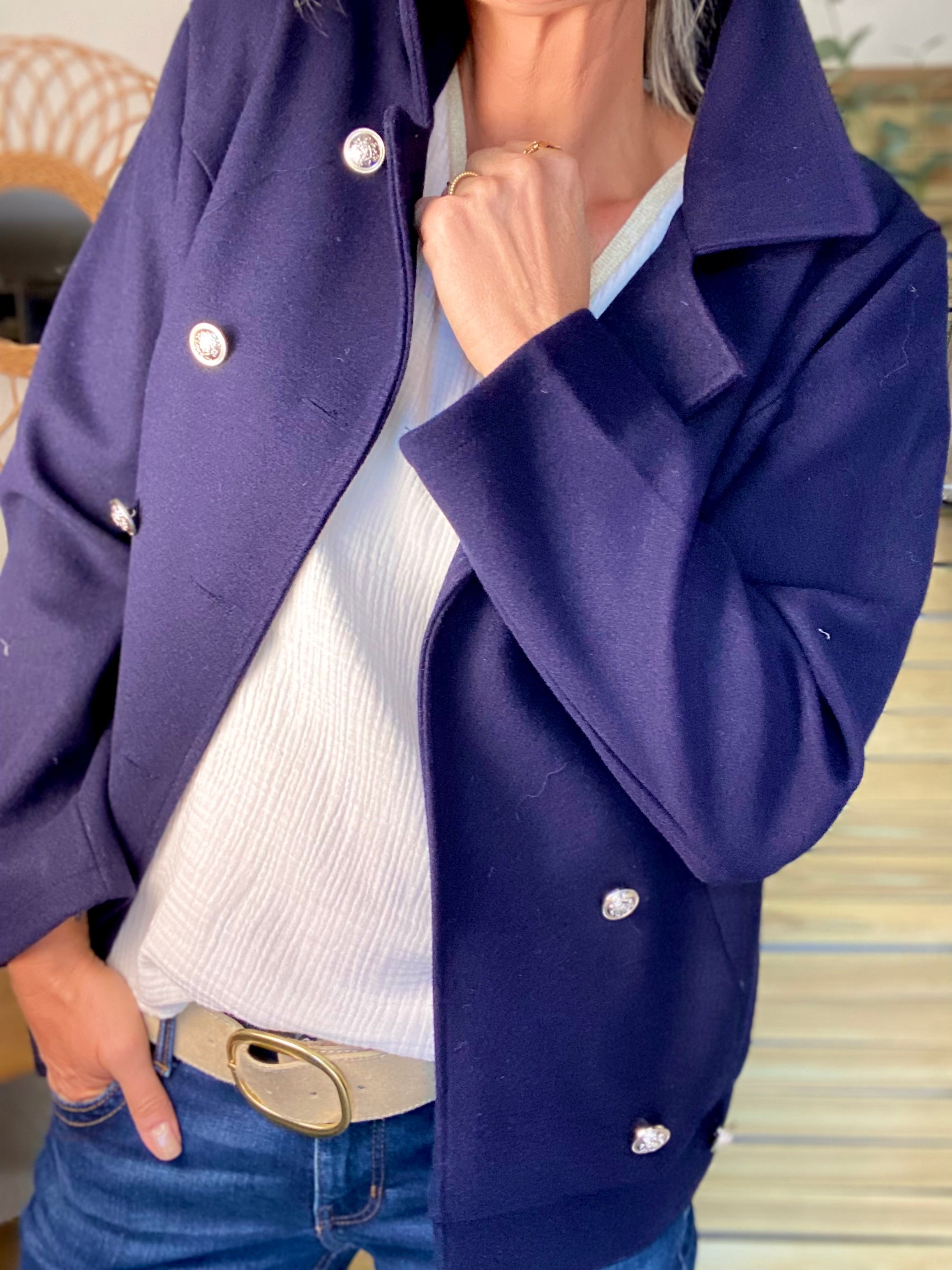 ⚠️ PRÉCOMMANDE (Expédition à partir du 01/10) - Veste caban légère JACK - Bleu marine