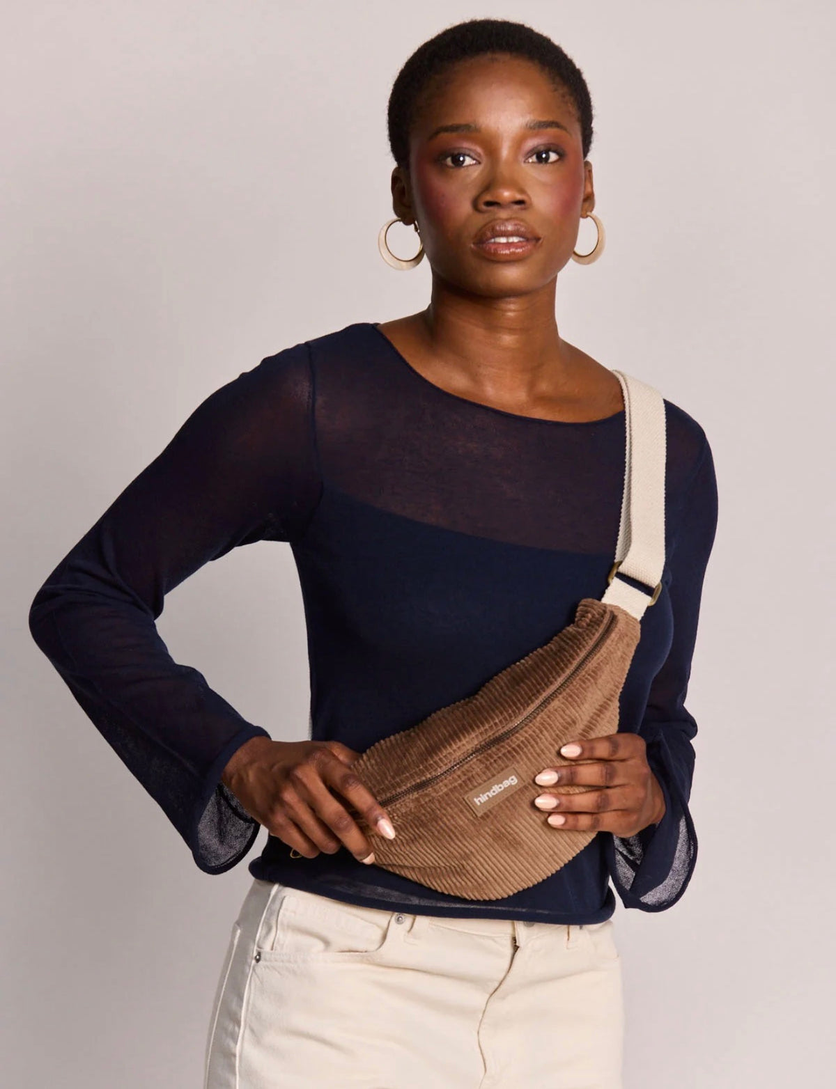 HINDBAG OLIVIA - Sac banane Velours Macchiato