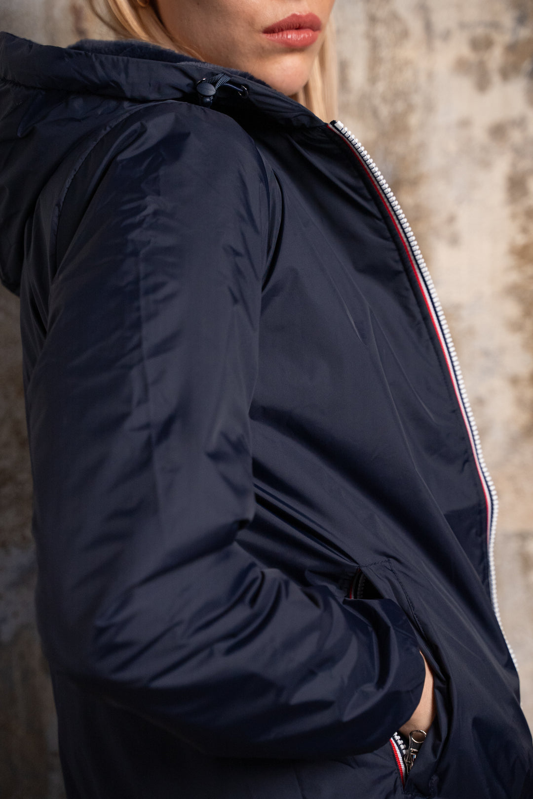 Parka Imperméable LOUISE COURT fourré - Bleu marine - LAURA JO