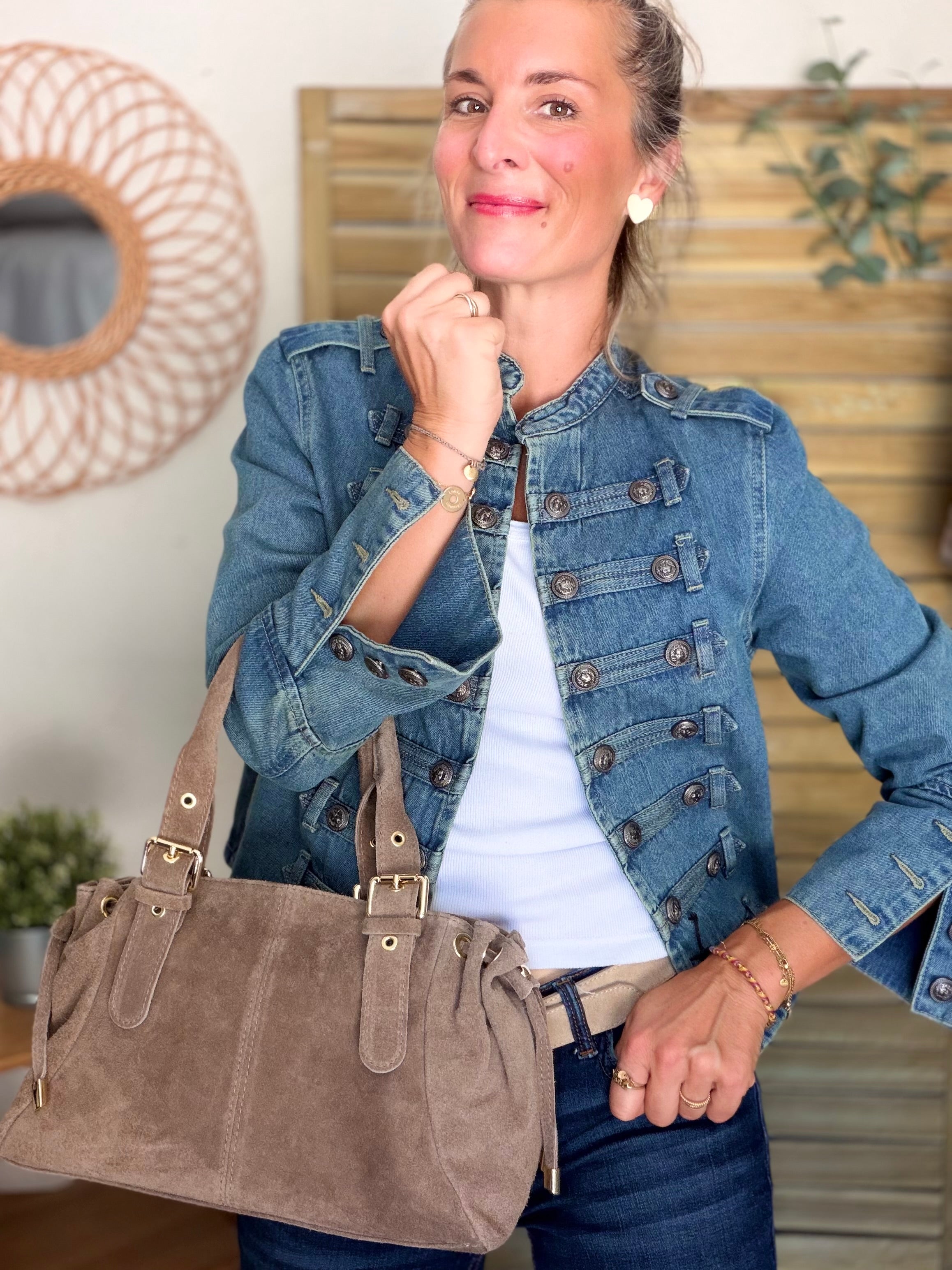 Veste courte en jean NAPOLÉON - Bleu Jean