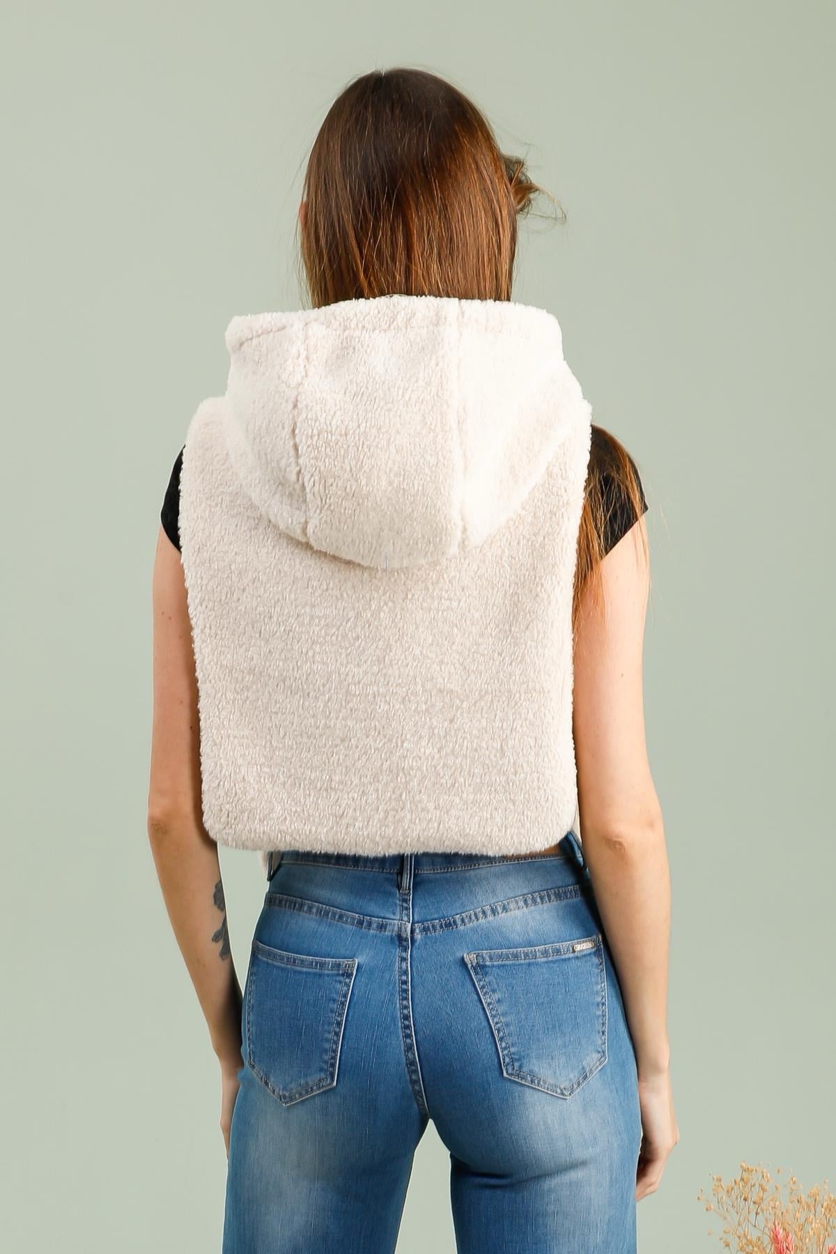 Col capuche amovible réversible TONY - LAURA JO - Kaki / Sherpa écru