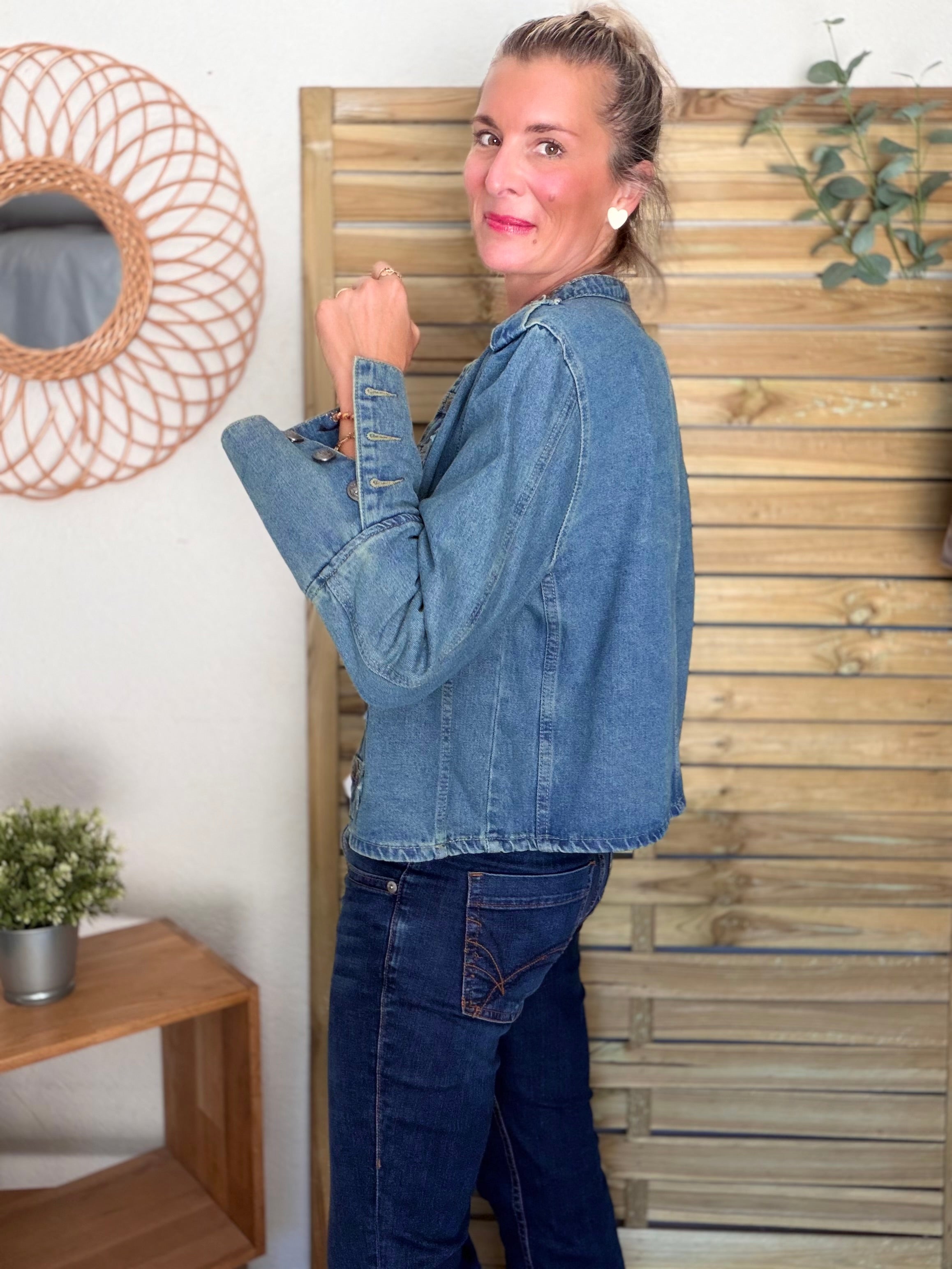 Veste courte en jean NAPOLÉON - Bleu Jean