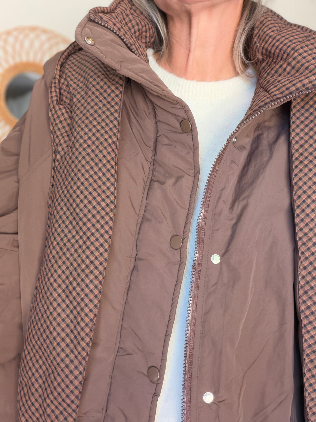 PRÉCOMMANDE (Expédition 22/10) • Veste matelassée capuche amovible réversible ODILE Chocolat