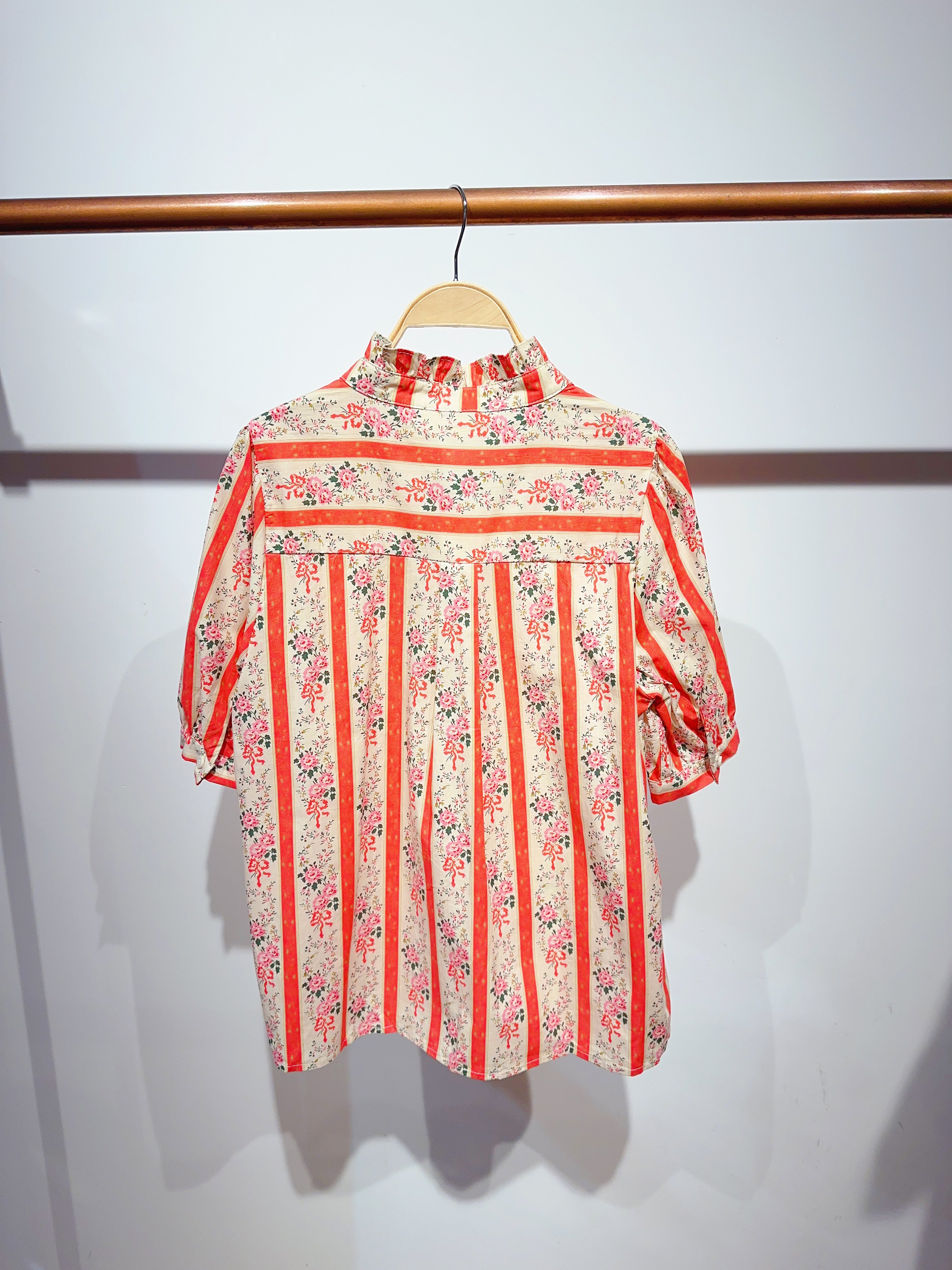 Blouse fleurie rayures VALENTINE Corail