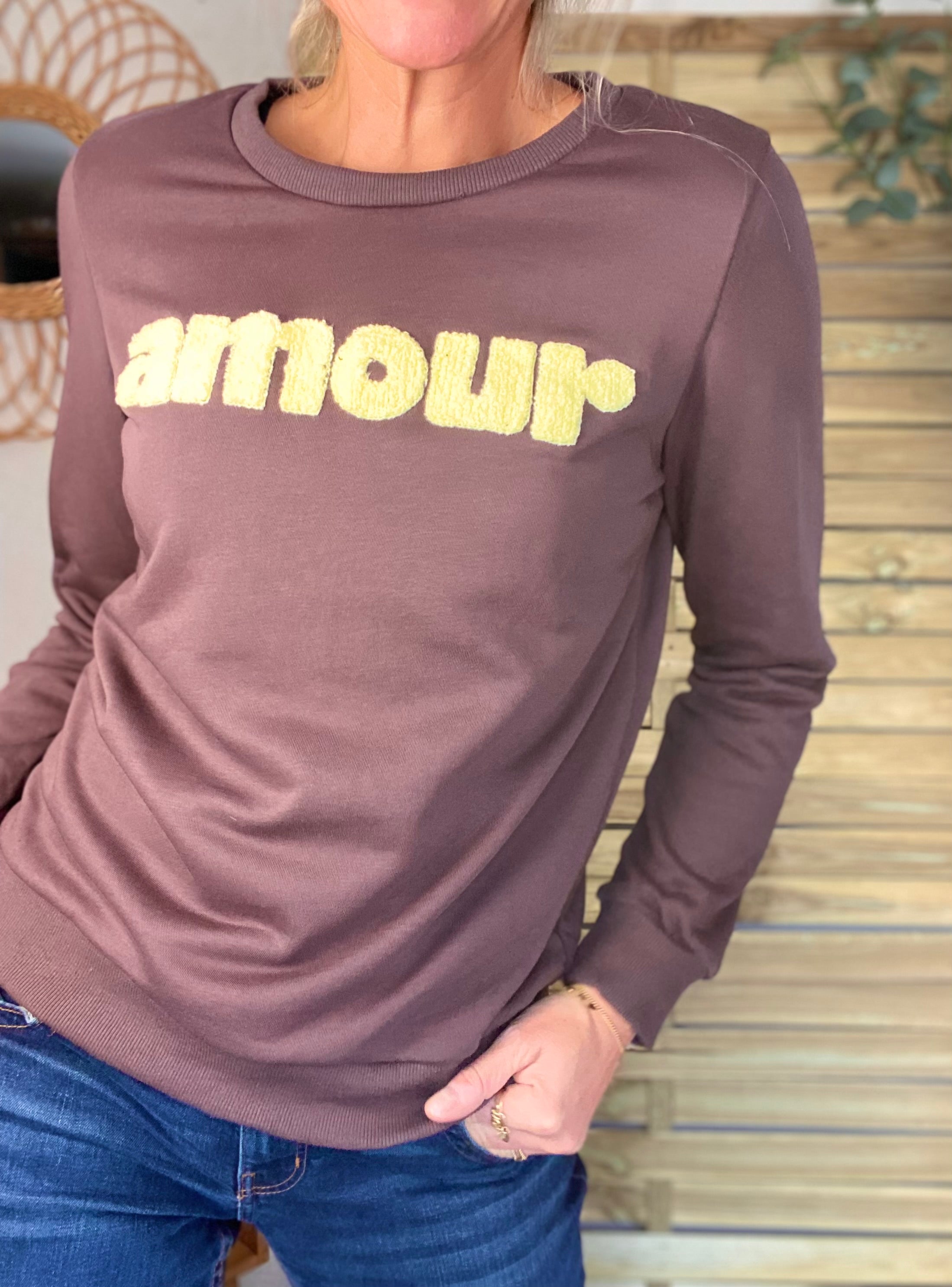 Sweat amour DORIA - Choco / Jaune