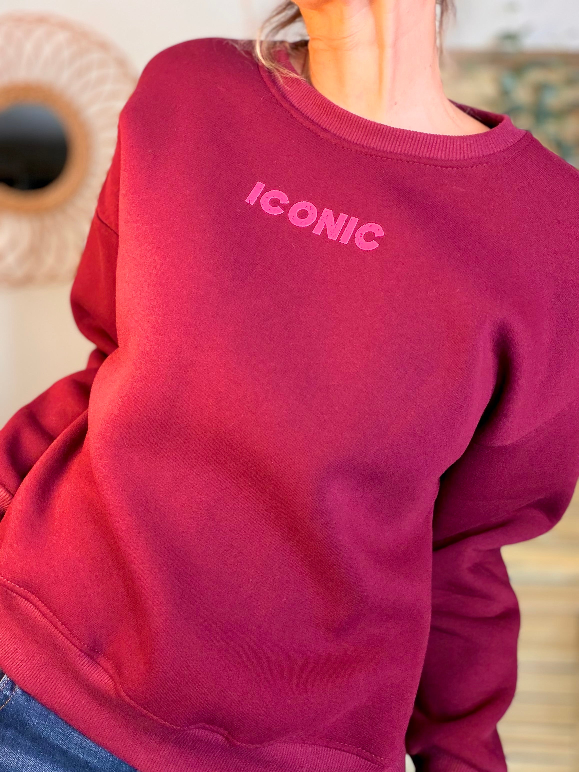 Sweat ICONIC molleton CAPUCINE - Bordeaux