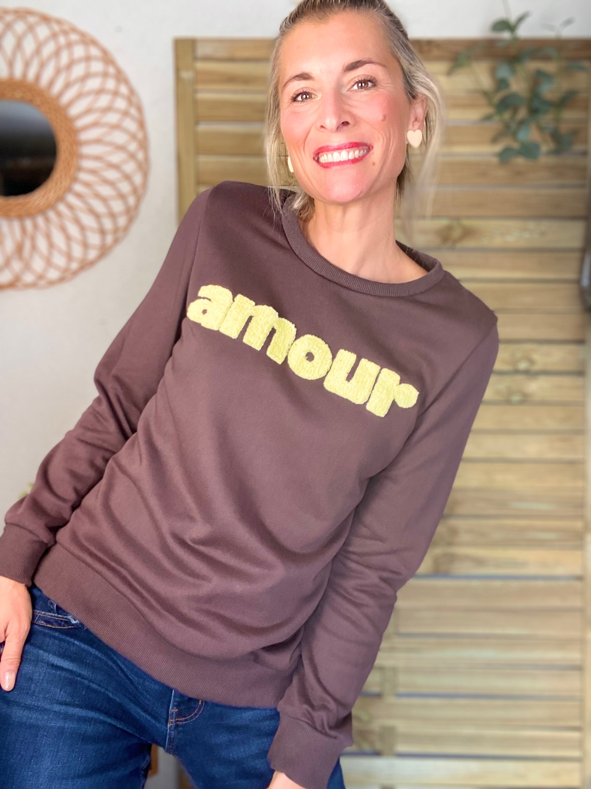 Sweat amour DORIA - Choco / Jaune