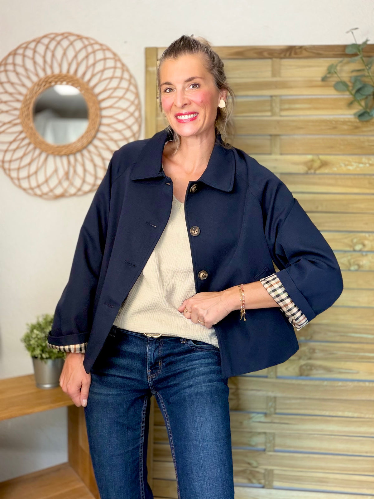 ⚡️ ARRIVAGE • Veste Trench, doublure à carreaux DANA Bleu marine