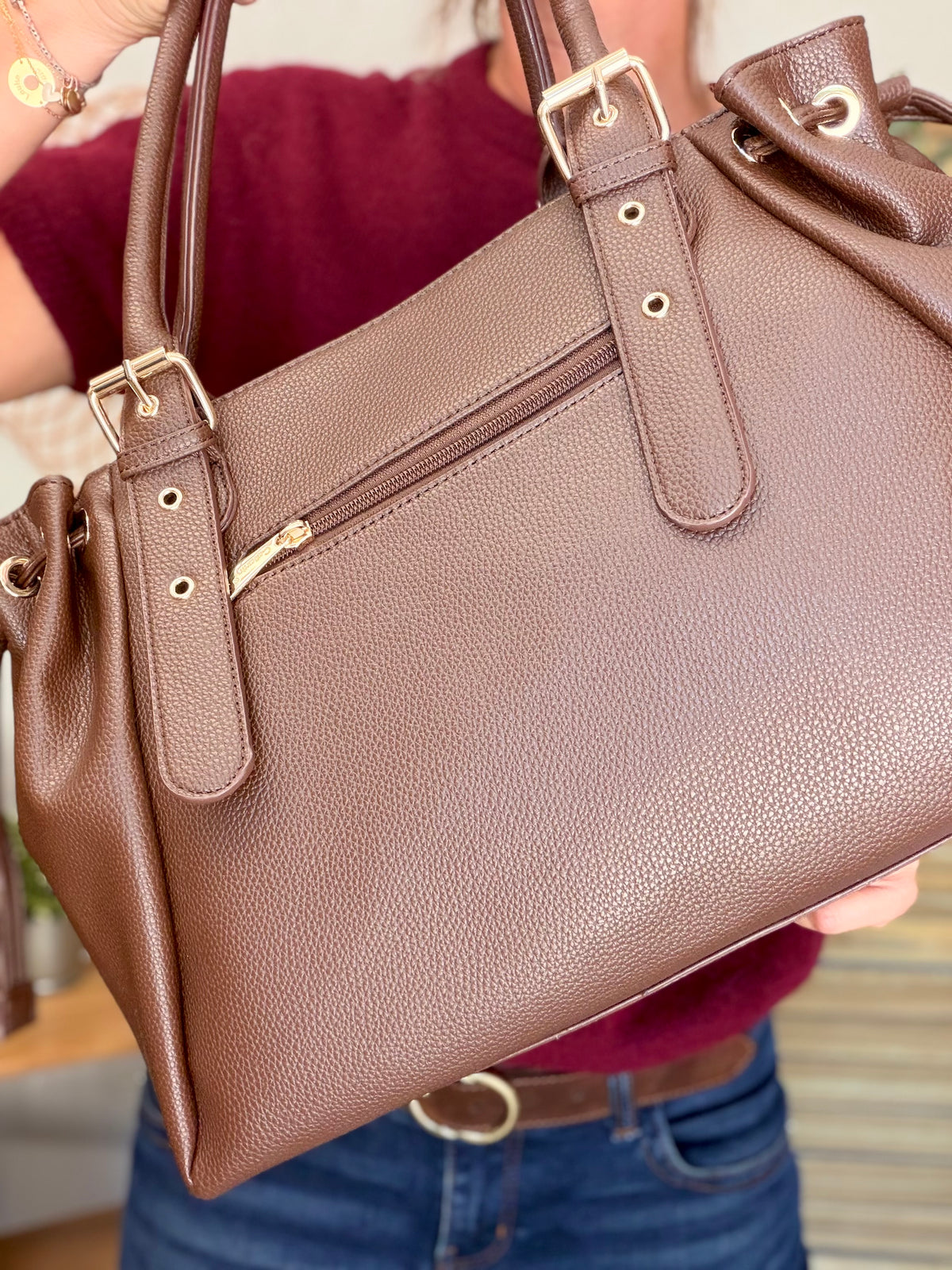 Sac cabas XL simili cuir CLÉA Chocolat
