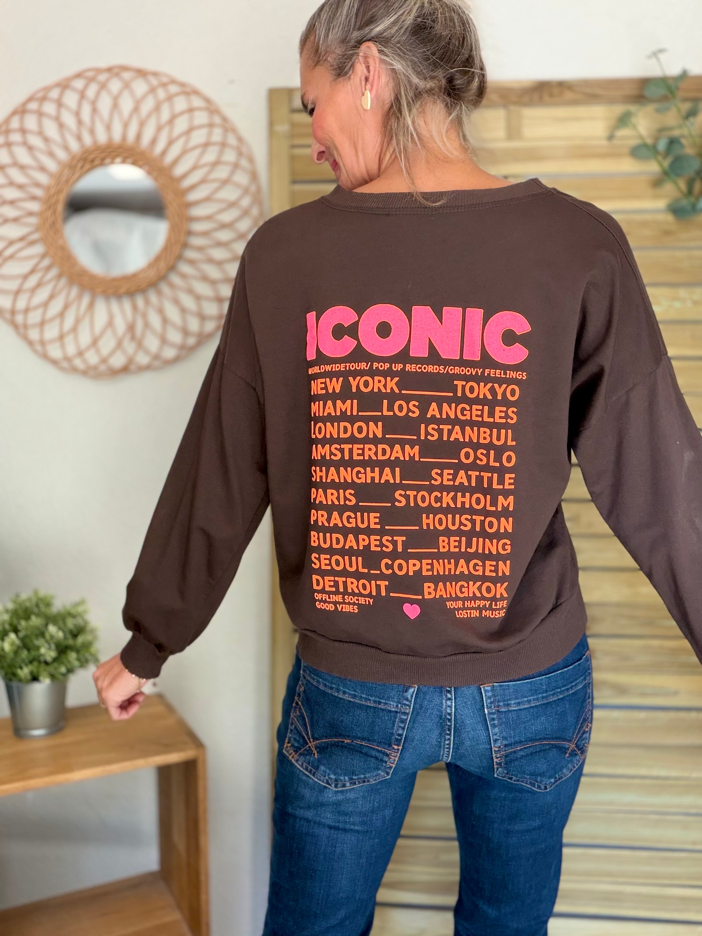 Sweat ICONIC léger 100% coton FAUSTINE Chocolat (taille 36 à 46)