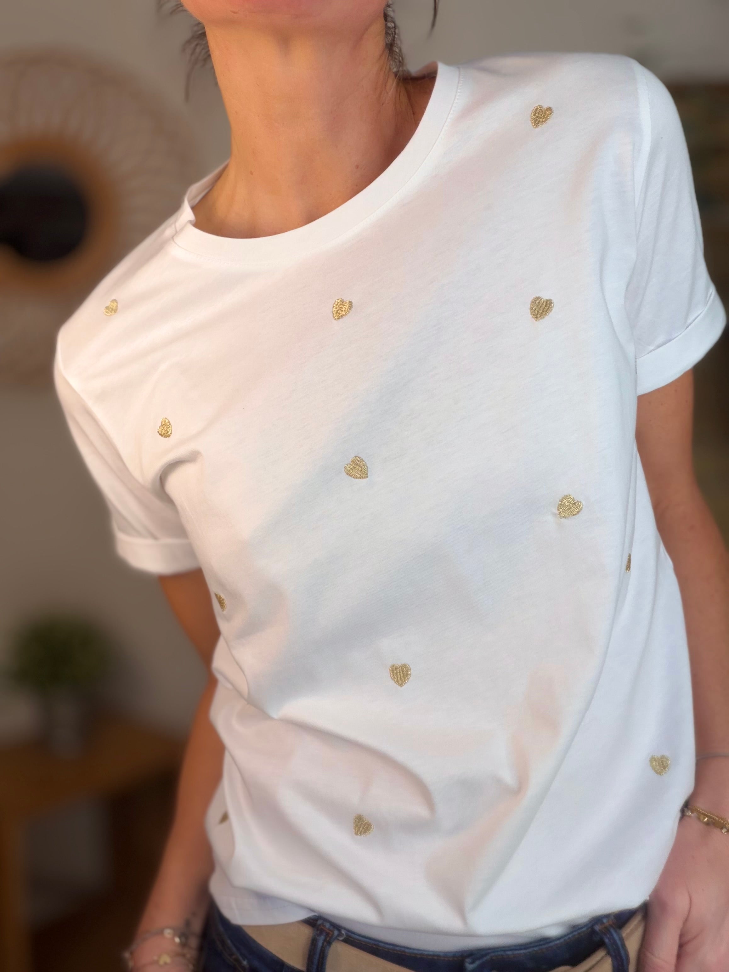 Tee shirt cœurs brodés dorés 💛 TESSA