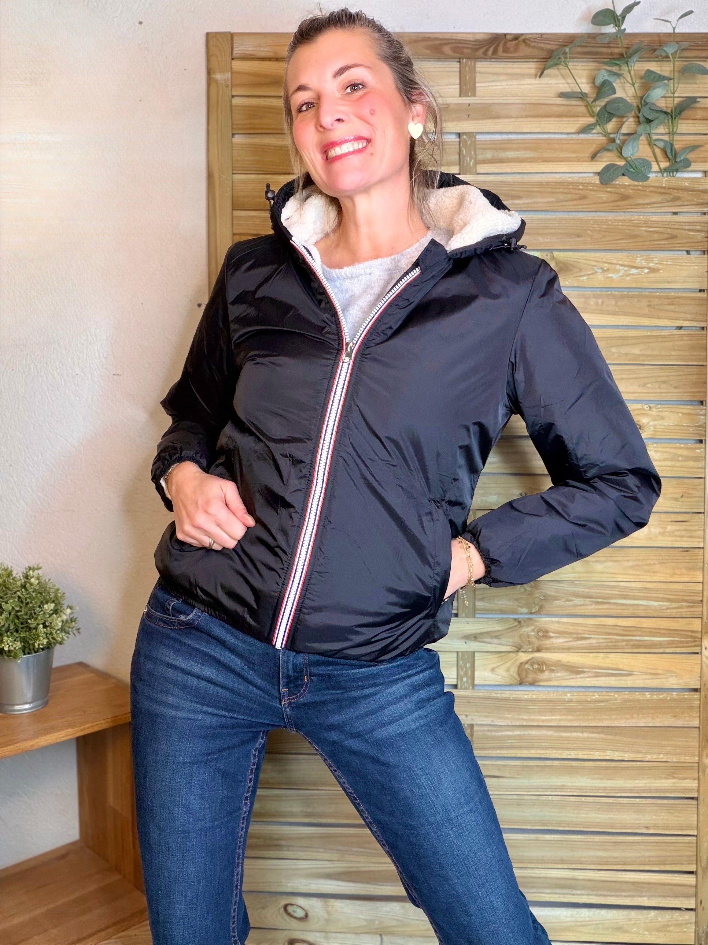 Parka Imperméable LOUISE COURT sherpa - Noir - LAURA JO