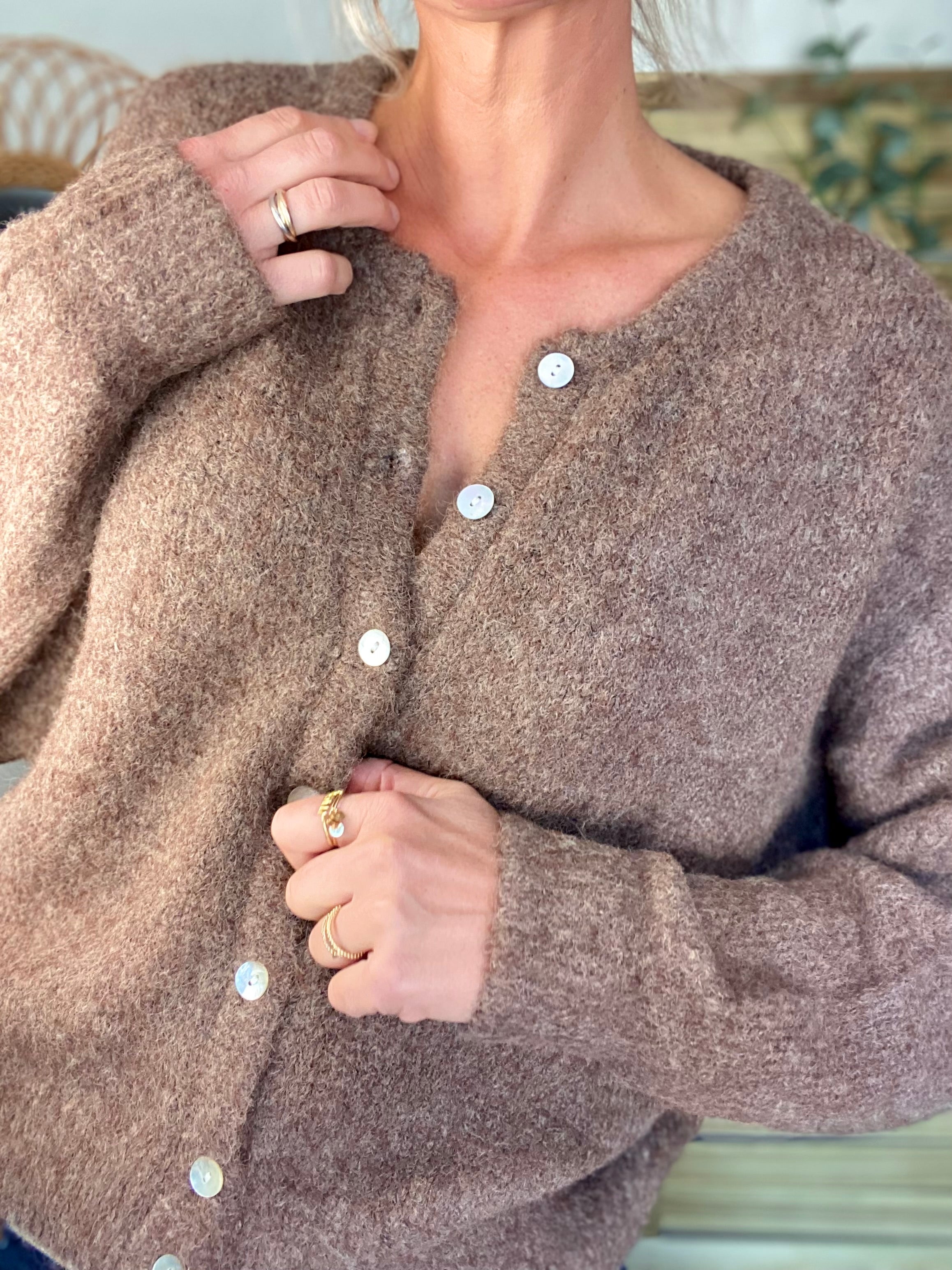 Gilet en maille MERYL - Chocolat chiné