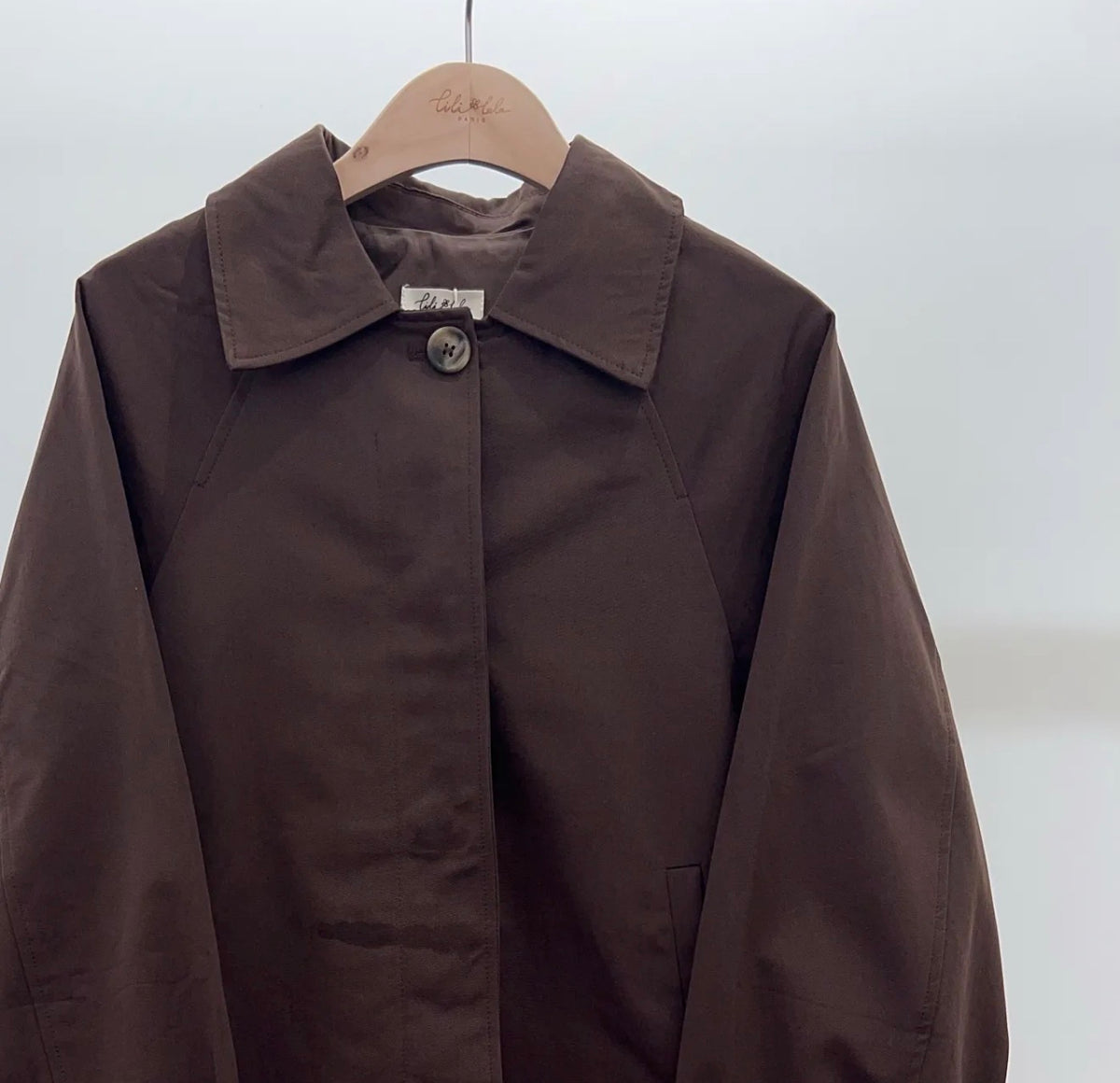 Veste Trench en coton Chocolat avec Liberty - MAHAUT - LILI et LALA