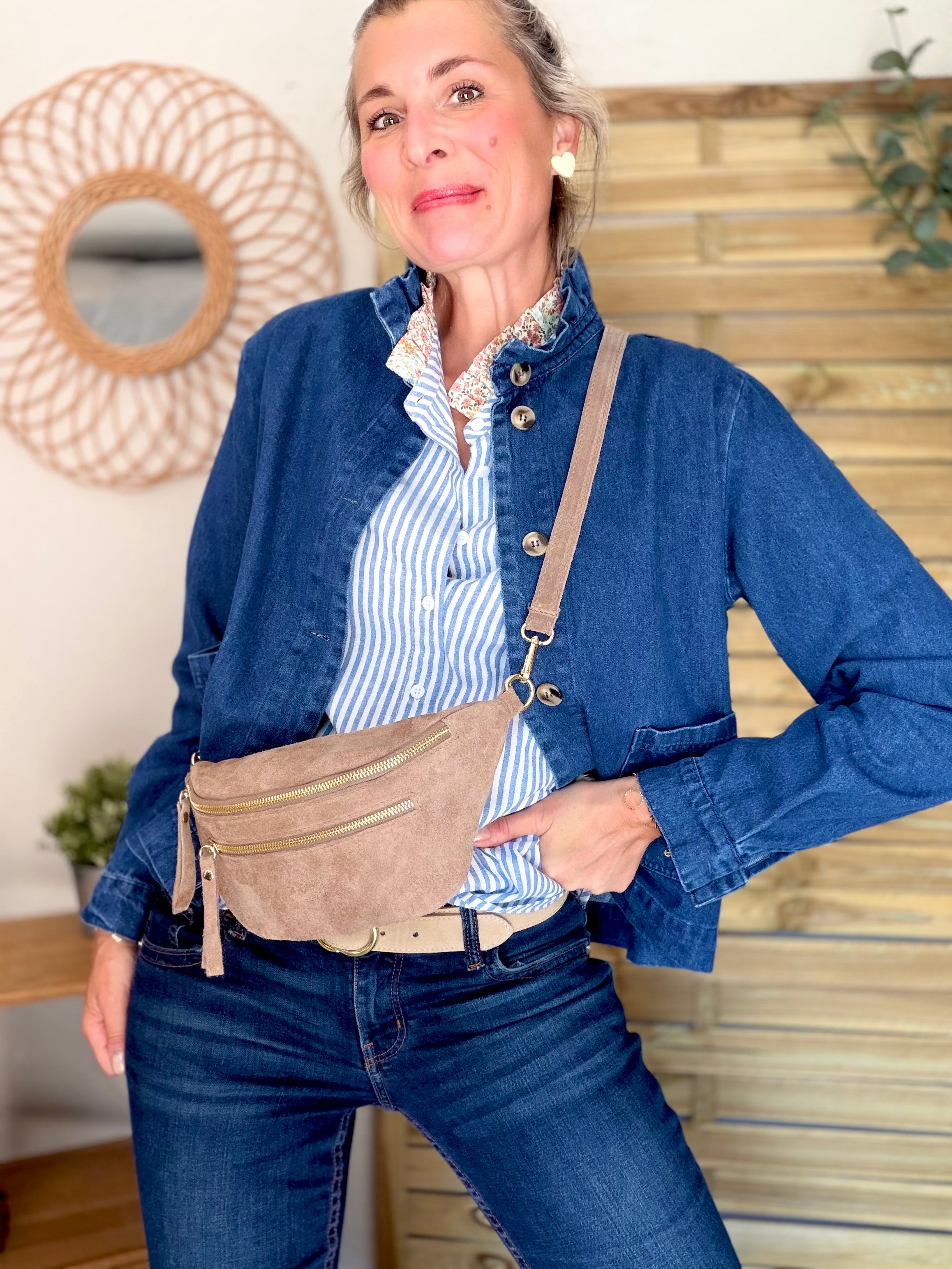 Blouse rayée et Liberty, manches courtes CHARLINE