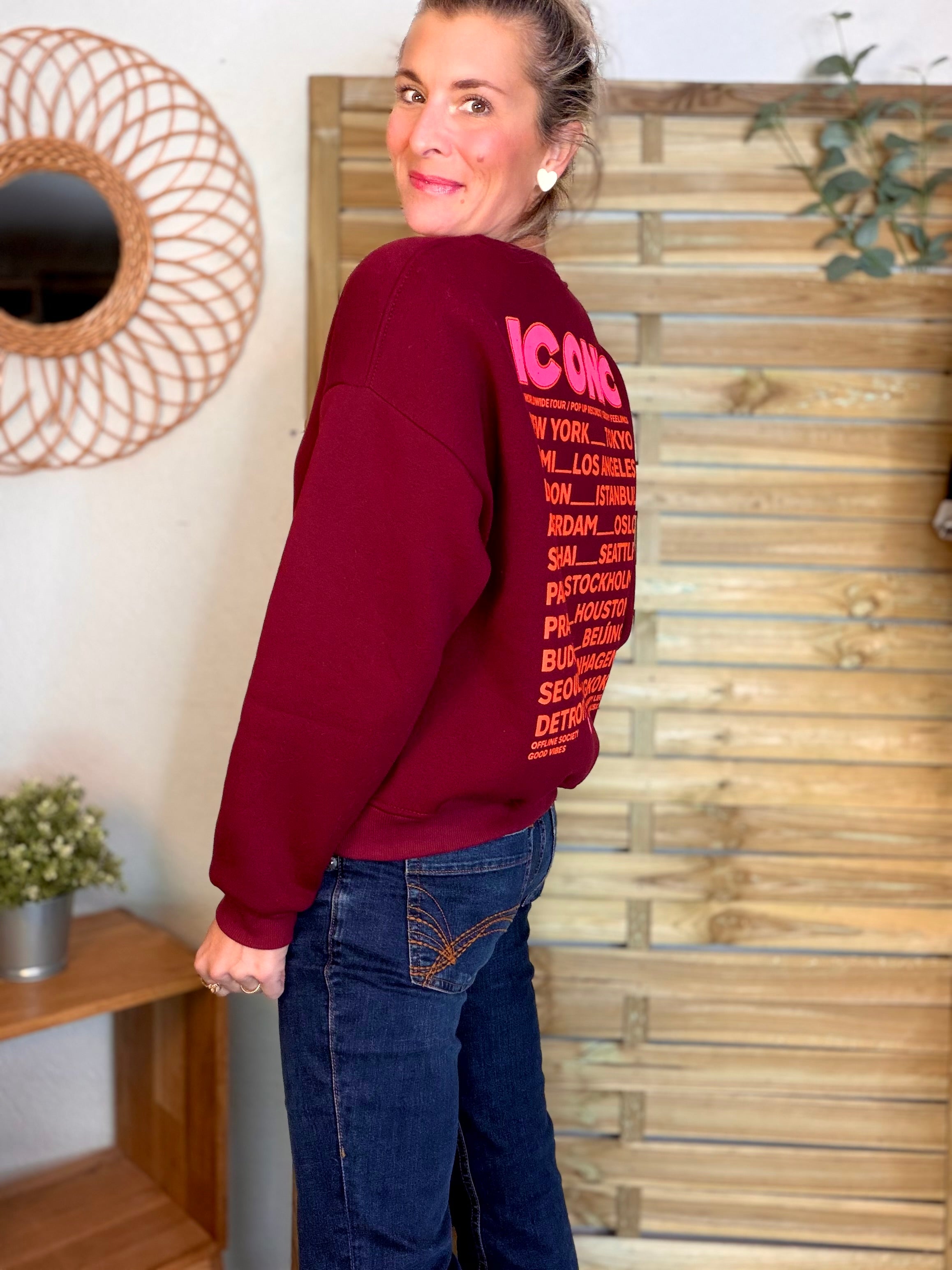 Sweat ICONIC molleton CAPUCINE - Bordeaux