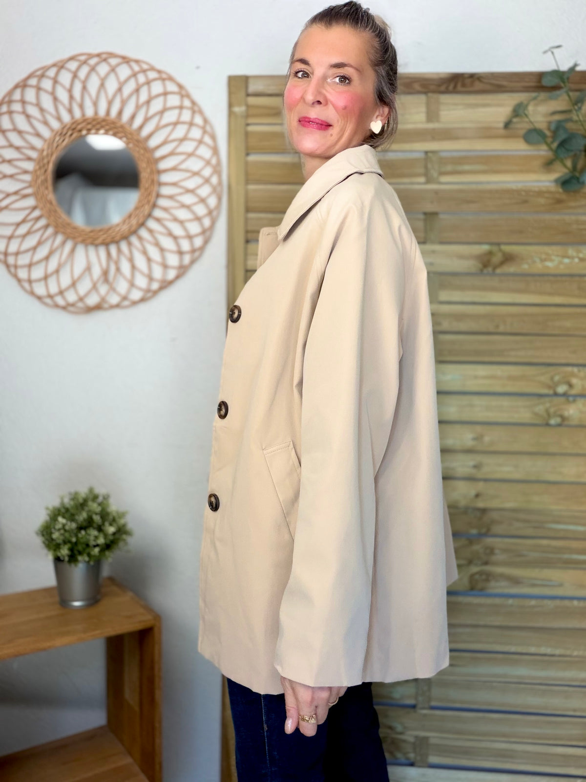 ⚡️ ARRIVAGE • Veste Trench avec capuche amovible, doublure à carreaux GAËLLE Beige