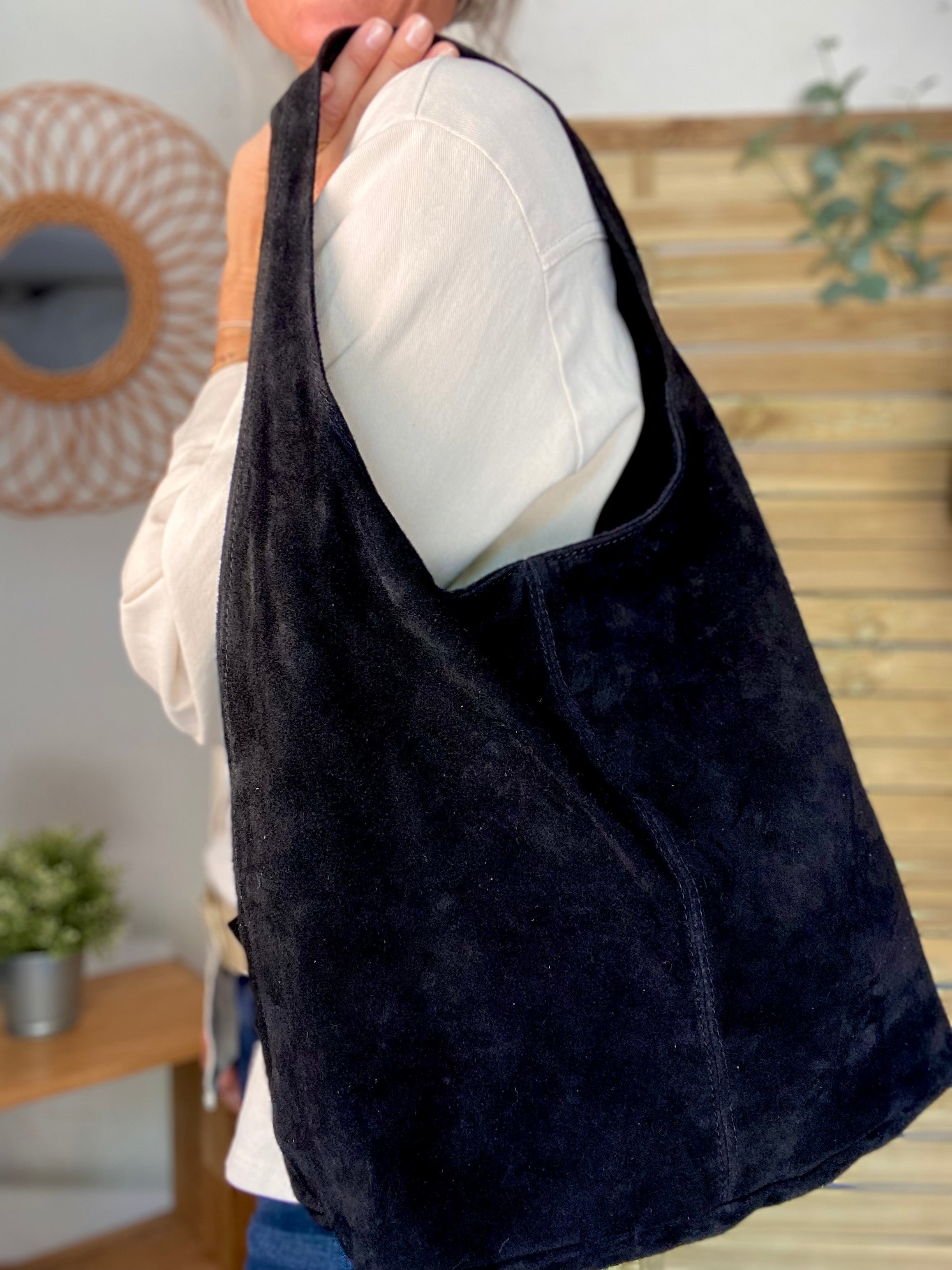 Sac cabas cuir daim MARLON - Noir