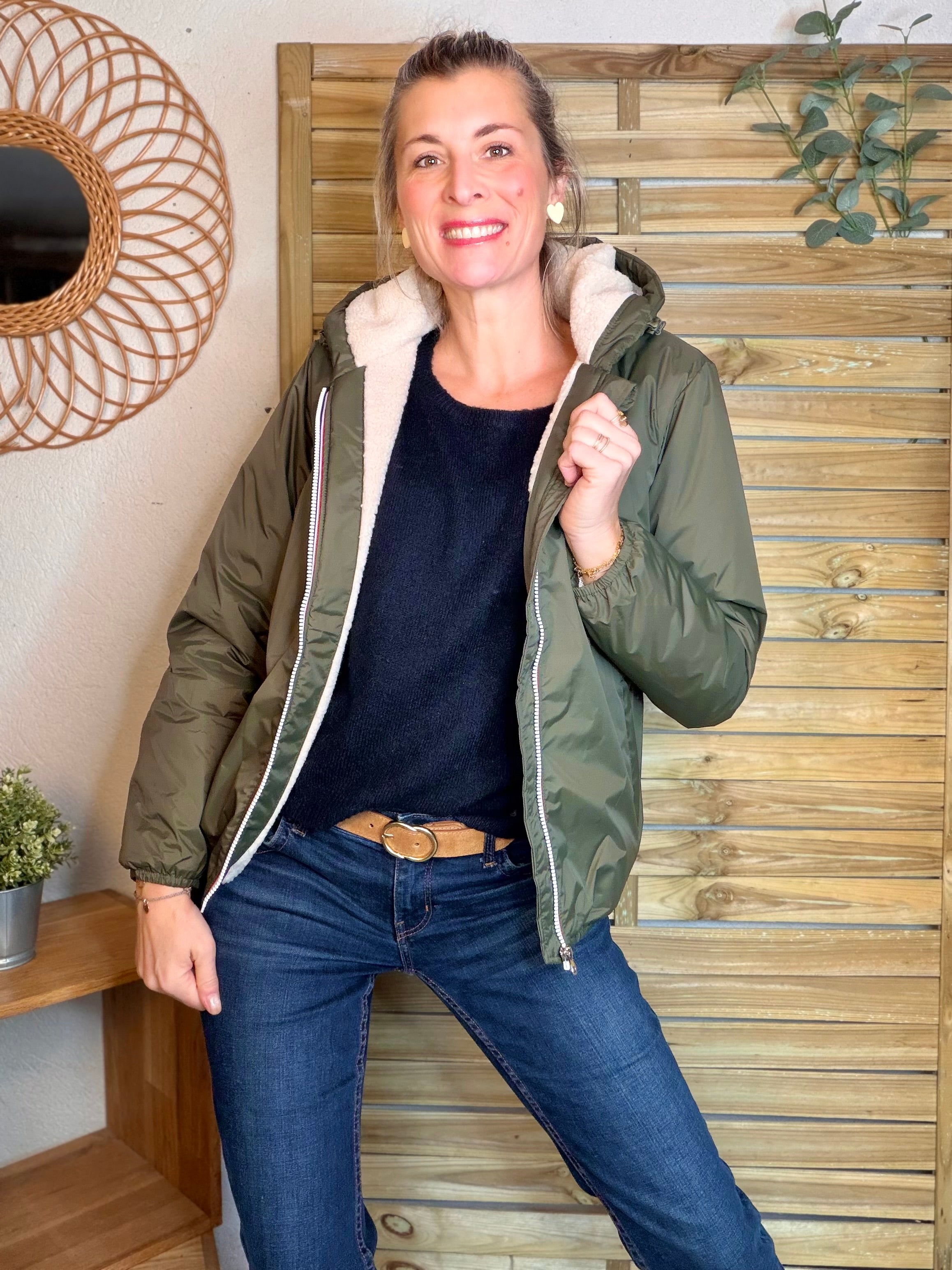 Parka Imperméable LOUISE COURT sherpa - Kaki - LAURA JO