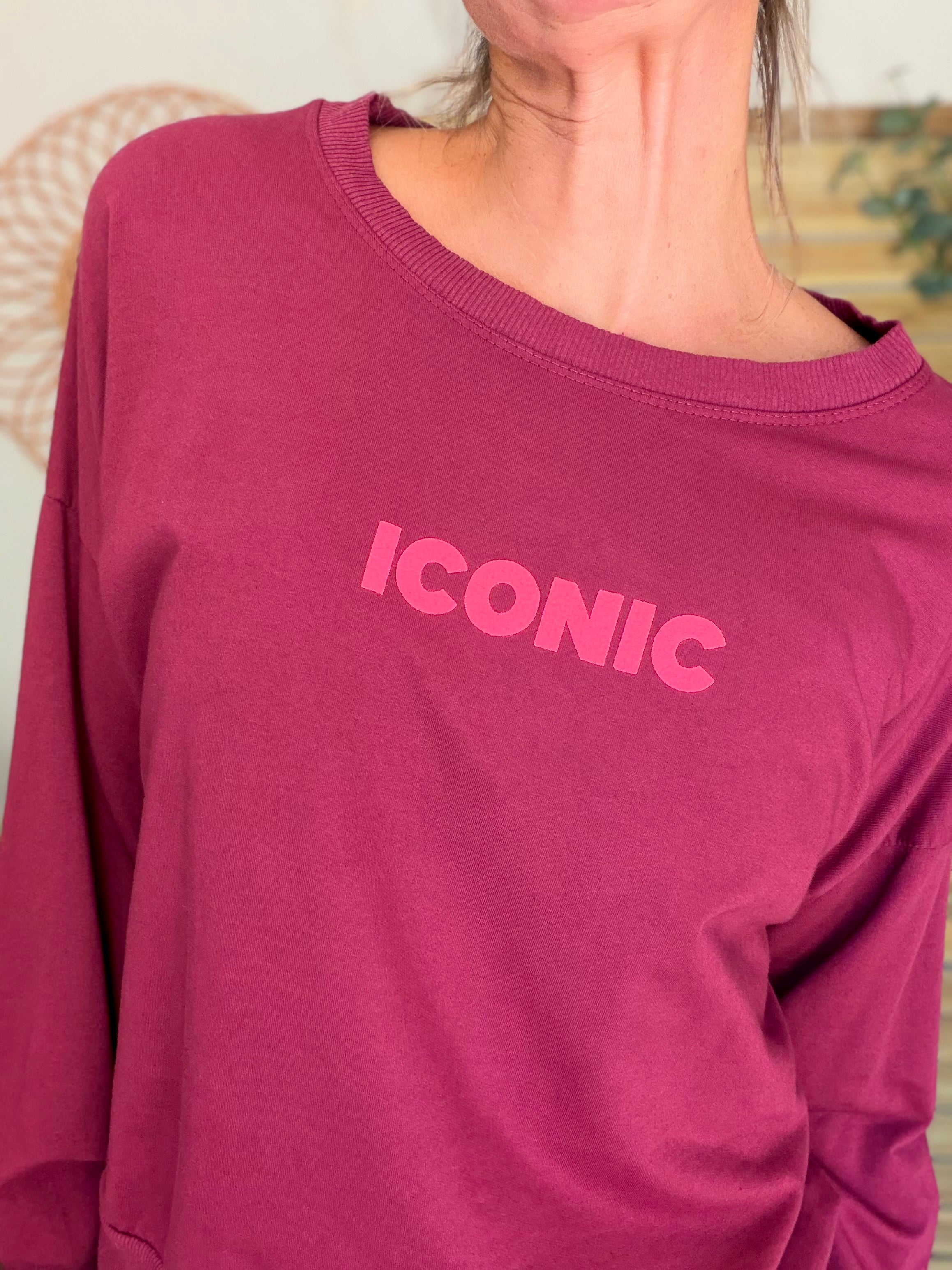 Sweat ICONIC léger 100% coton FAUSTINE Bordeaux (taille 36 à 46)