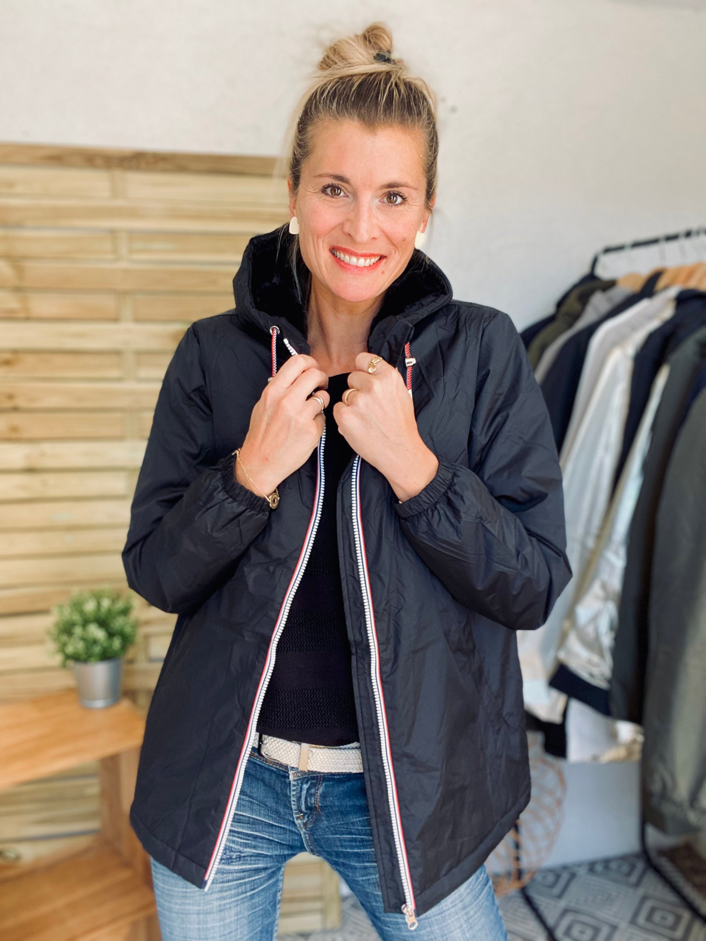 Parka Imperméable THELMA MI-LONG fourré - Noir - Laura Jo