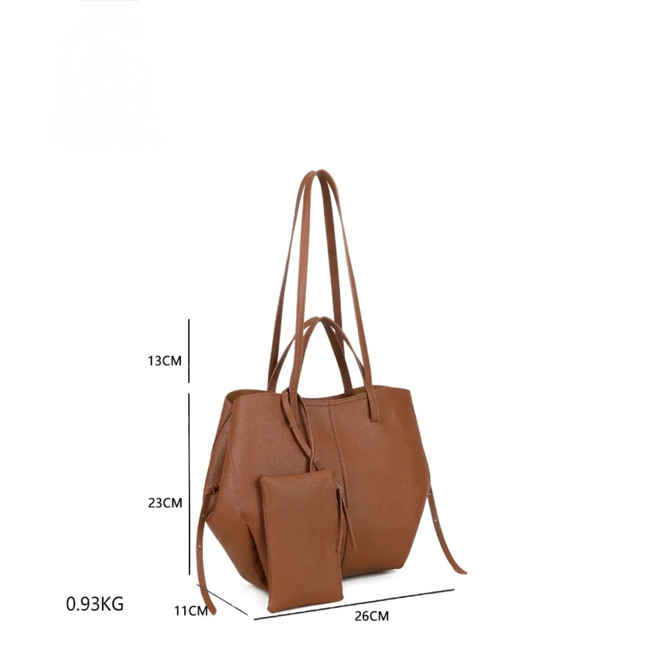 Grand Sac cabas 2 en 1 en simili cuir grainé - PAULE Camel